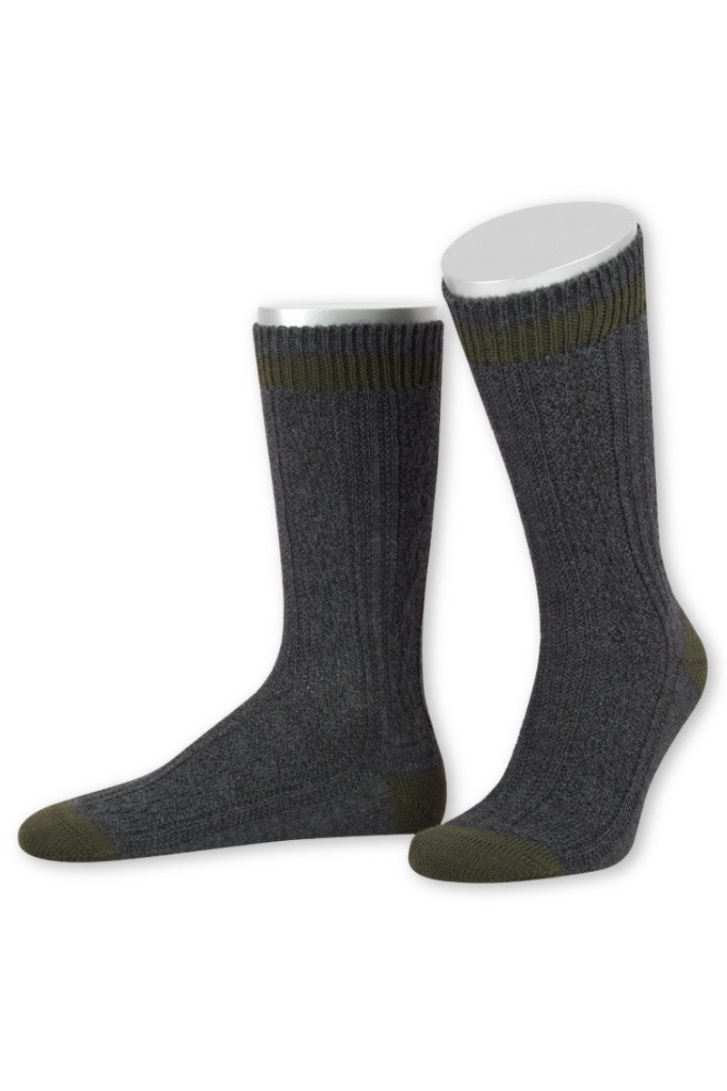Lusana Trachtensocken Trachtensocken - L5698 - dunkelgrau/jägeroliv, jeansblau/braun