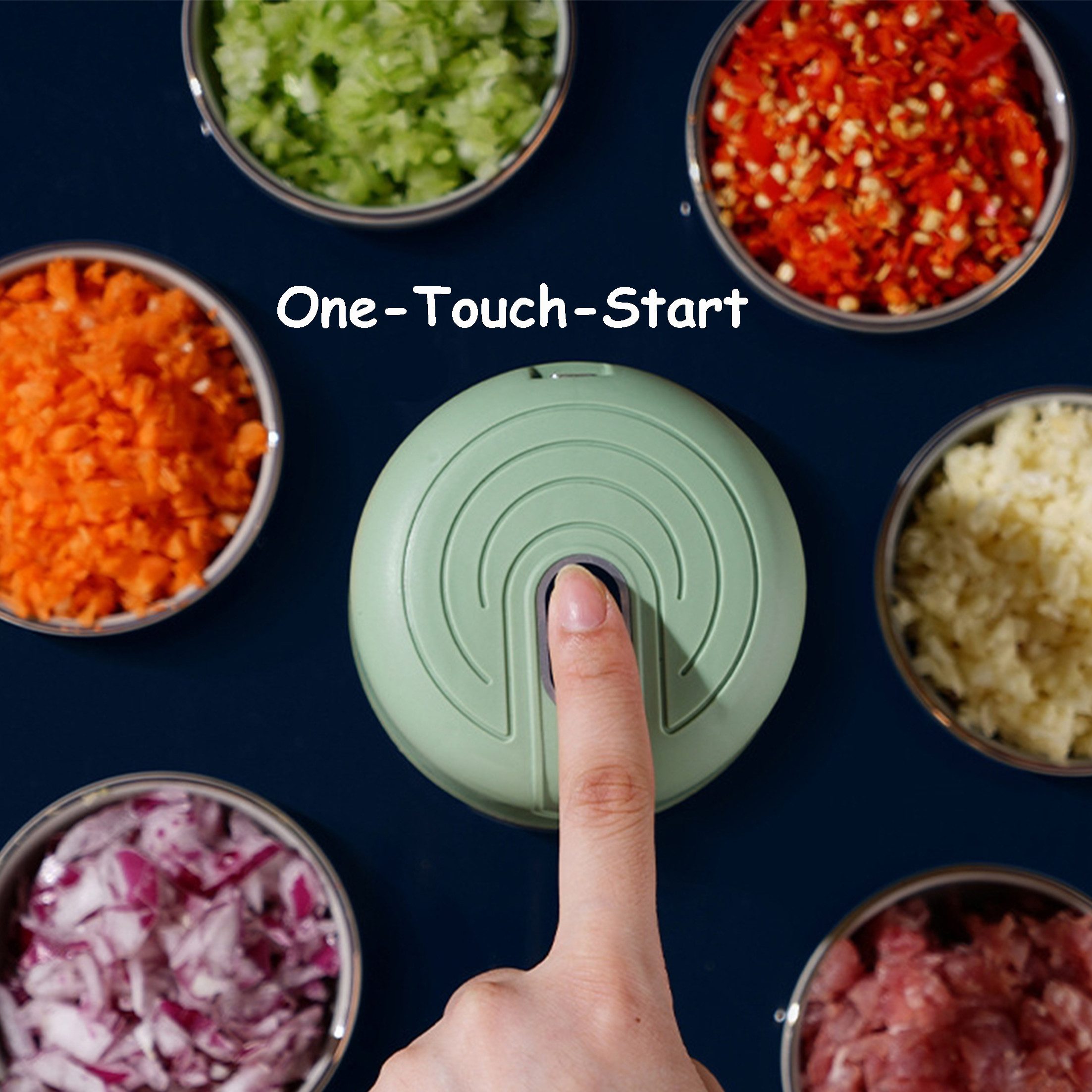 KINSI Gemüseschneider Kabellose Mini Knoblauchzerkleinerer,Elektrische Küchen-Zerkleinerer, für Knoblauch, Zwiebeln,Nüsse & Babynahrung