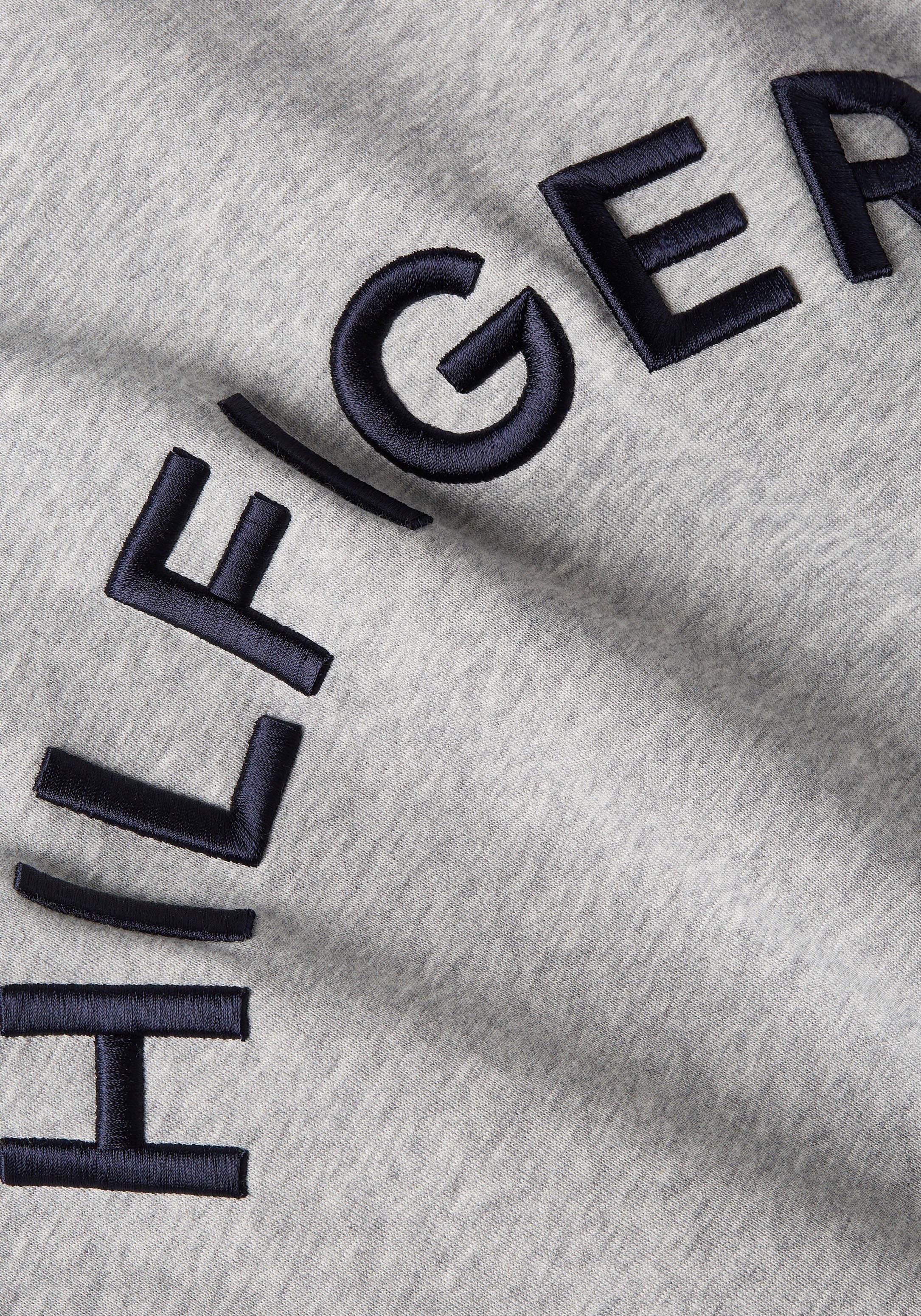 Light Sweatshirt Rippbündchen Hilfiger ARCHED Grey Tommy Heather HILFIGER mit CREWNECK