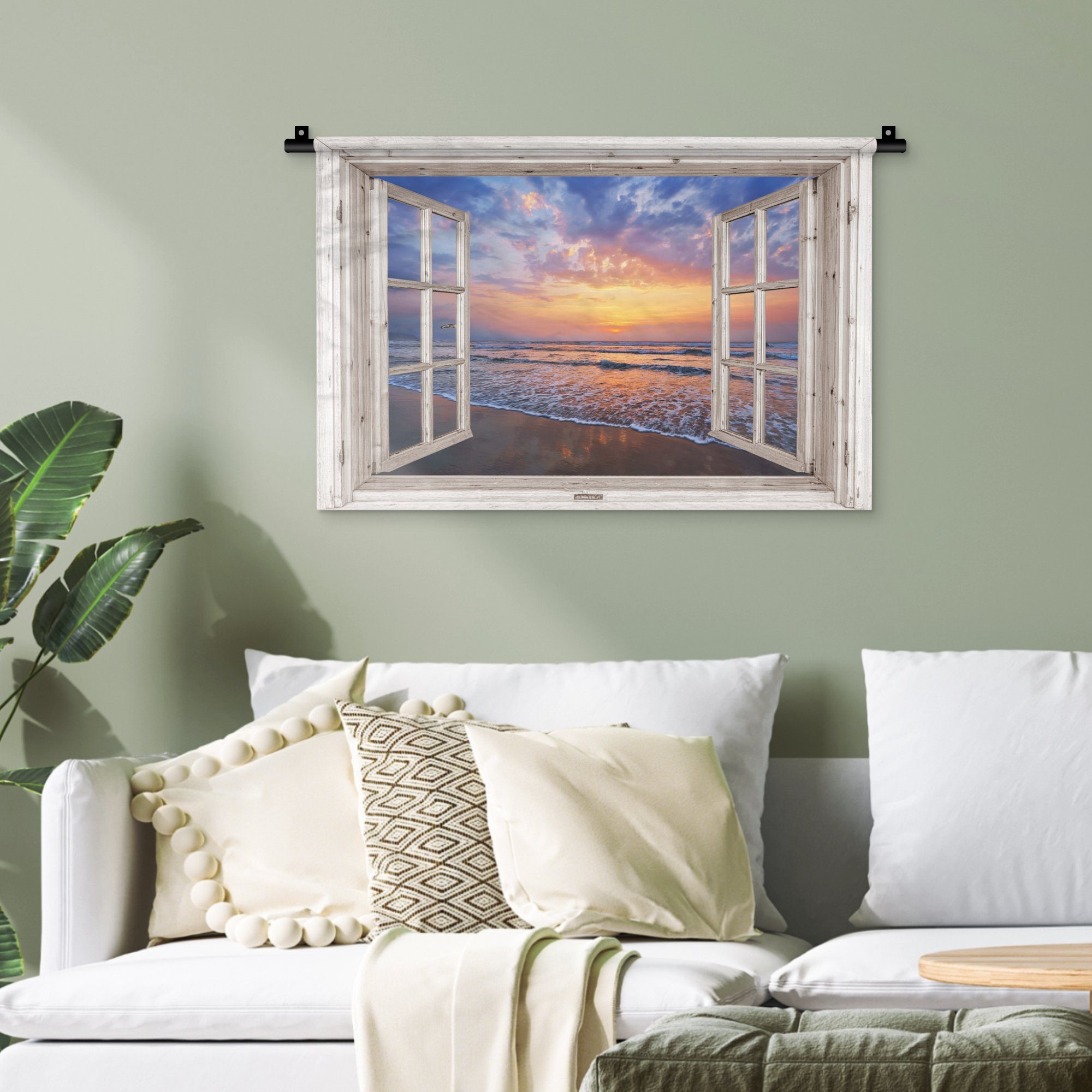 Meer Kleid, Aussicht - Kinderzimmer - Schlafzimmer, für Strand Wanddekoobjekt Wanddeko MuchoWow - - Blau, Sonnenuntergang Wandbehang, Wohnzimmer,