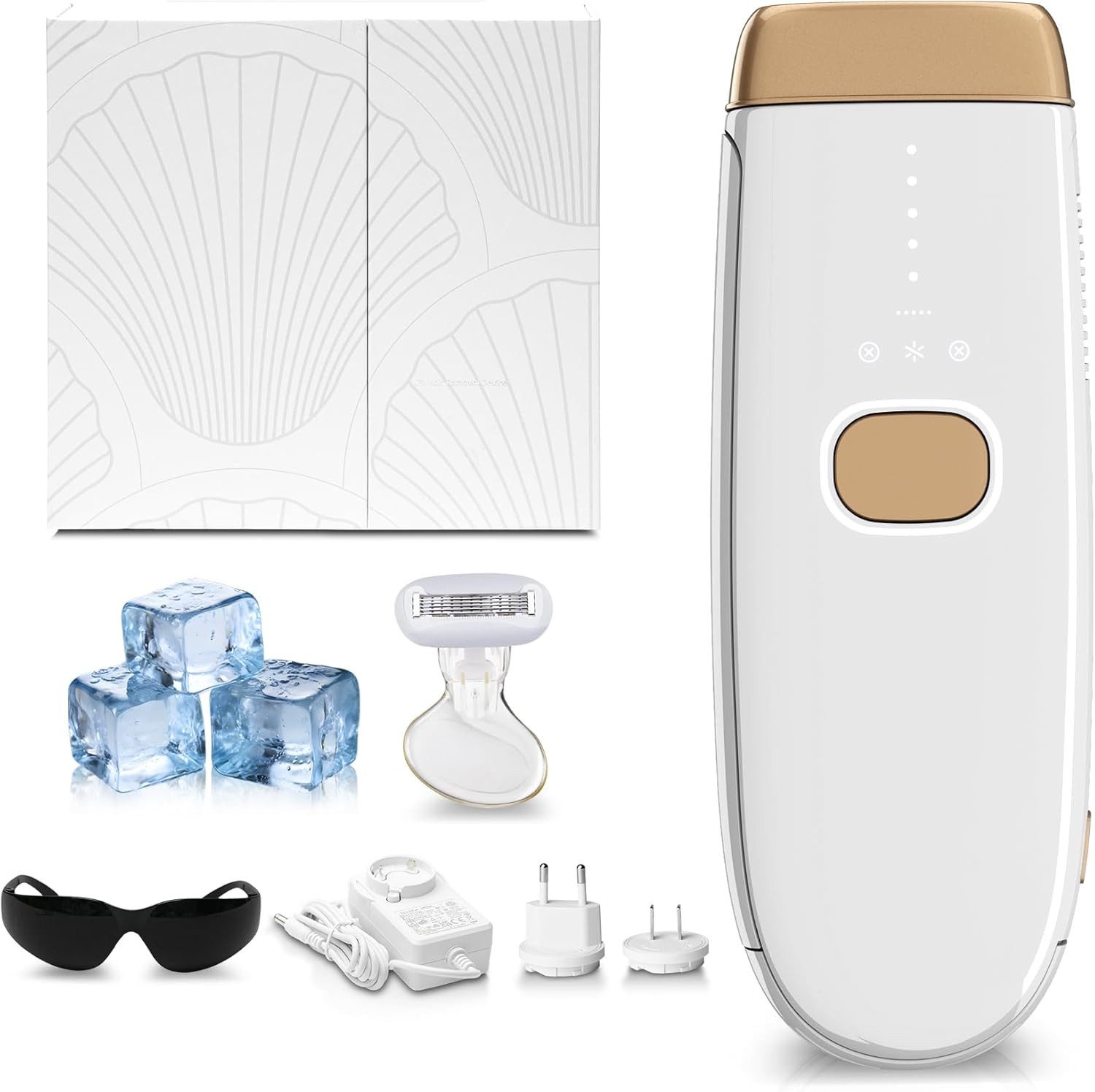 Smad IPL-Haarentferner Sapphire Ice Haarentfernung, 30W Lichtimpulse, Der intelligente Sensor passt den Energieverbrauch automatisch an.