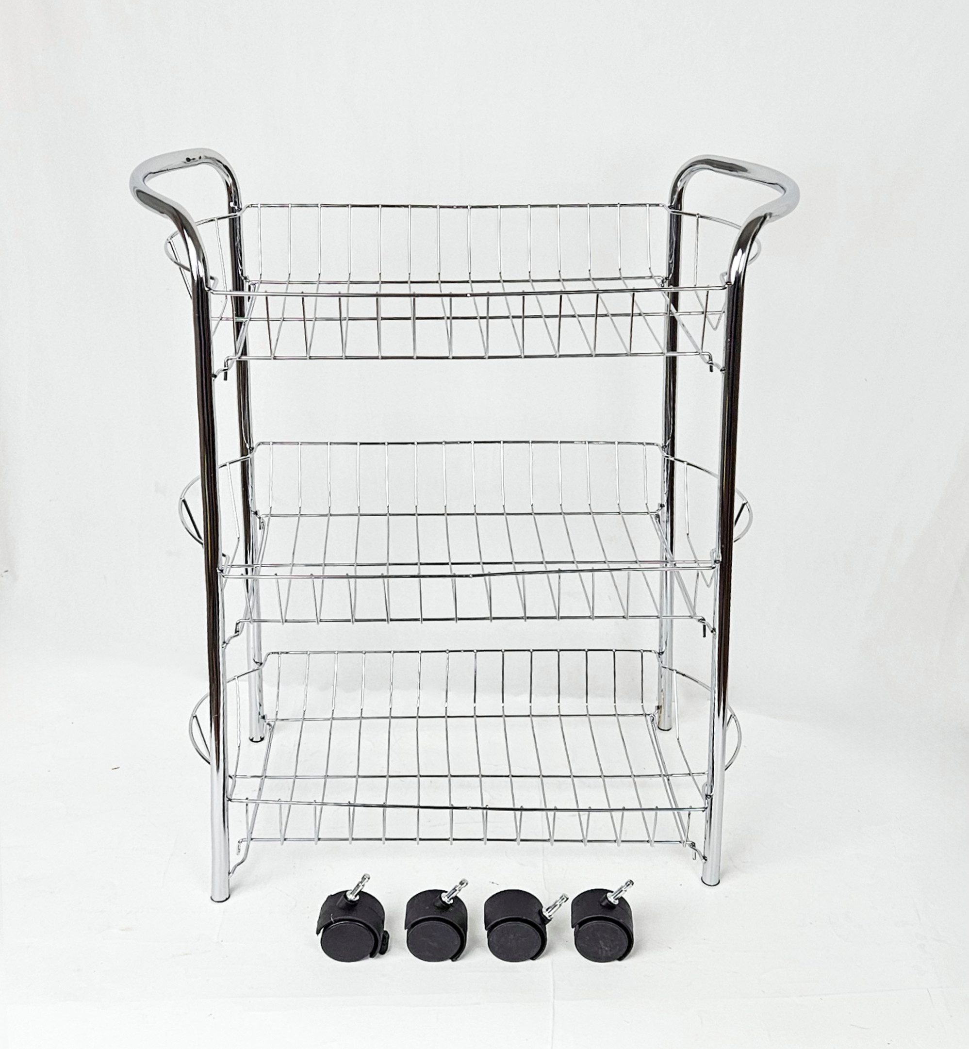 Yudu Küchenwagen Küchen- / Servierwagen 3 Schubkörbe/Gitterkörbe Chrom – Bild 3 von 5