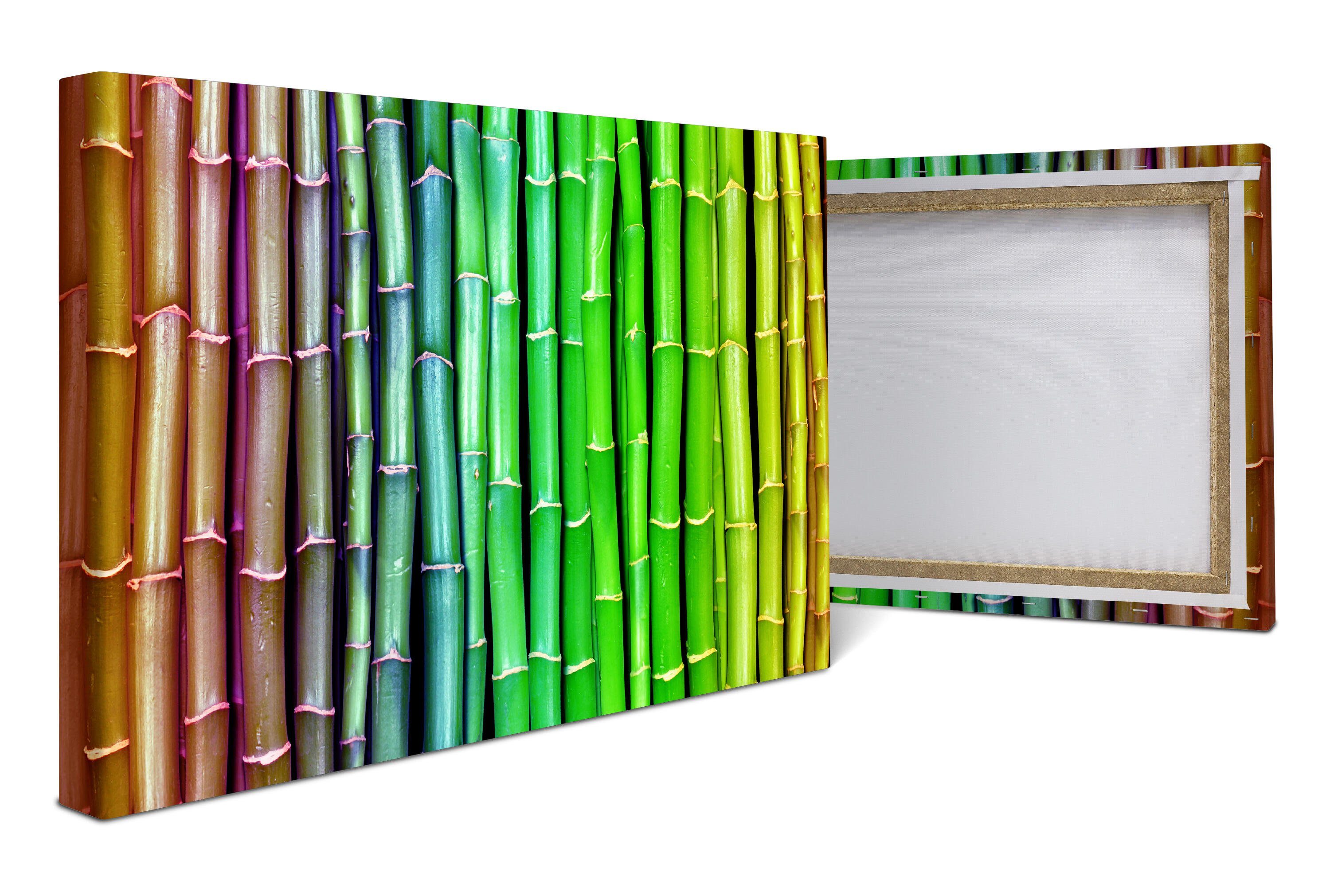 wandmotiv24 Leinwandbild bunter Bambus Asien, Abstrakt (1 St), Wandbild, Wanddeko, Leinwandbilder in versch. Größen