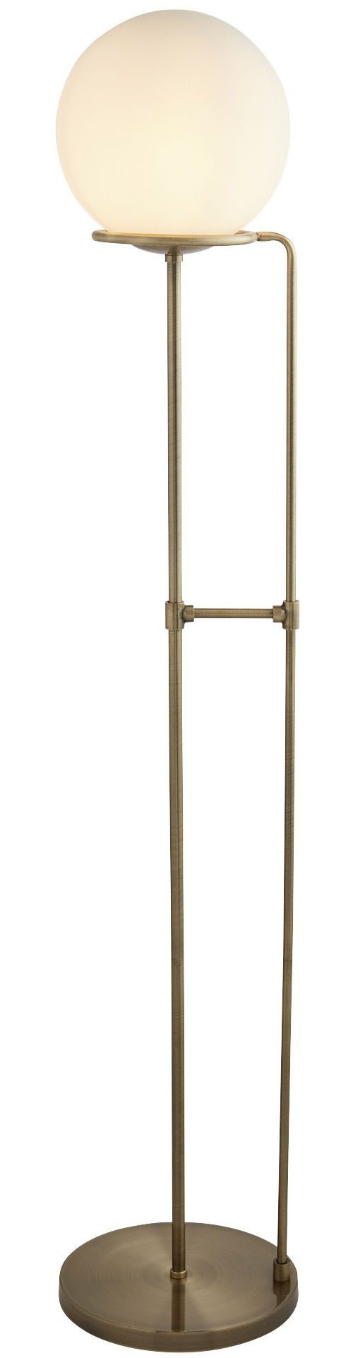 Searchlight Stehlampe Sphere Floor Lamp - Antique Brass & Opal Glass Shade, Leuchtmittel wechselbar