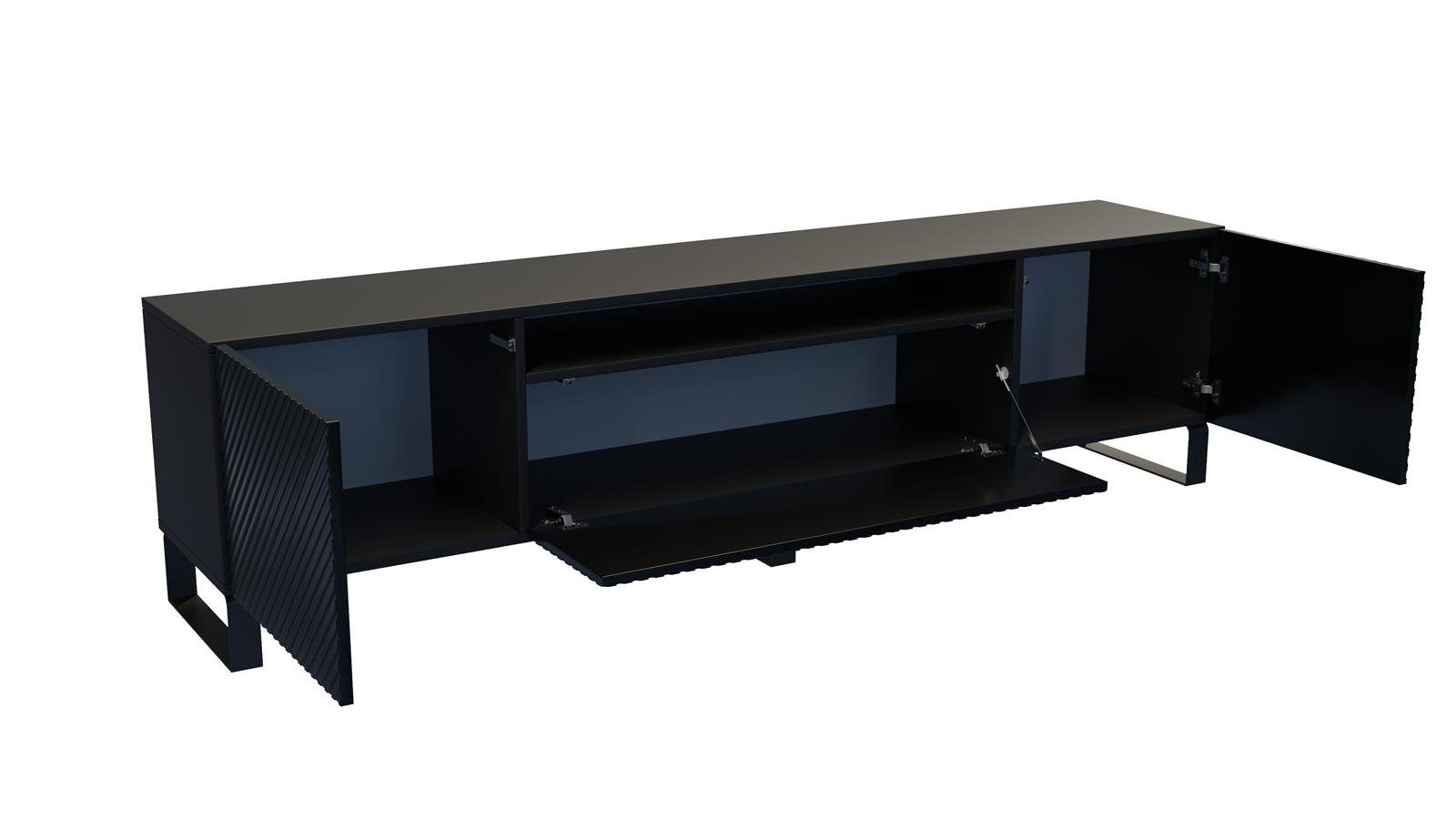 Kler dreitürig / für Stil, Lowboard im Schrank TV-Schrank modernes (weiß Wohnzimmer, RTV schwarz) Beautysofa