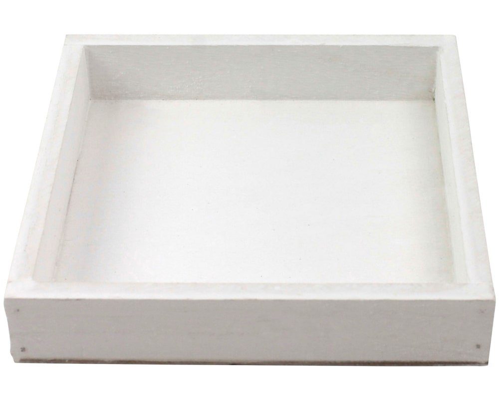 Dekotablett Tablett Dekotablett quadratisch weiß 20x20x3 cm