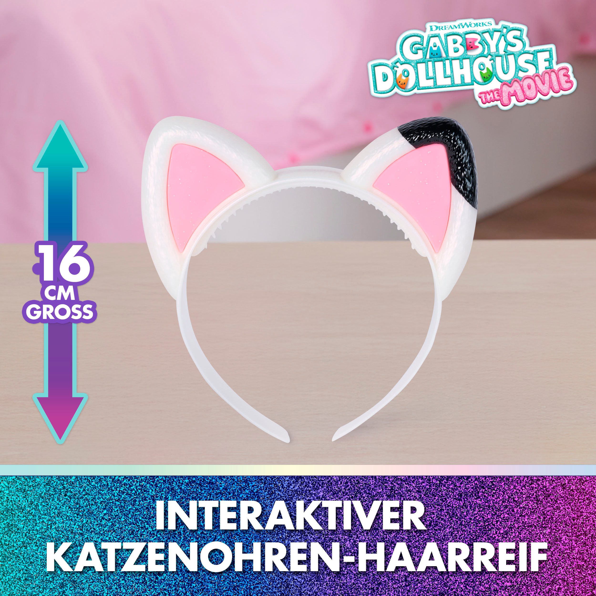 Spin Master Kreativset Gabby’s Dollhouse: Der Film – Miau-tastischer Katzenohren-Haarreif, interaktiv; mit Licht und Sound