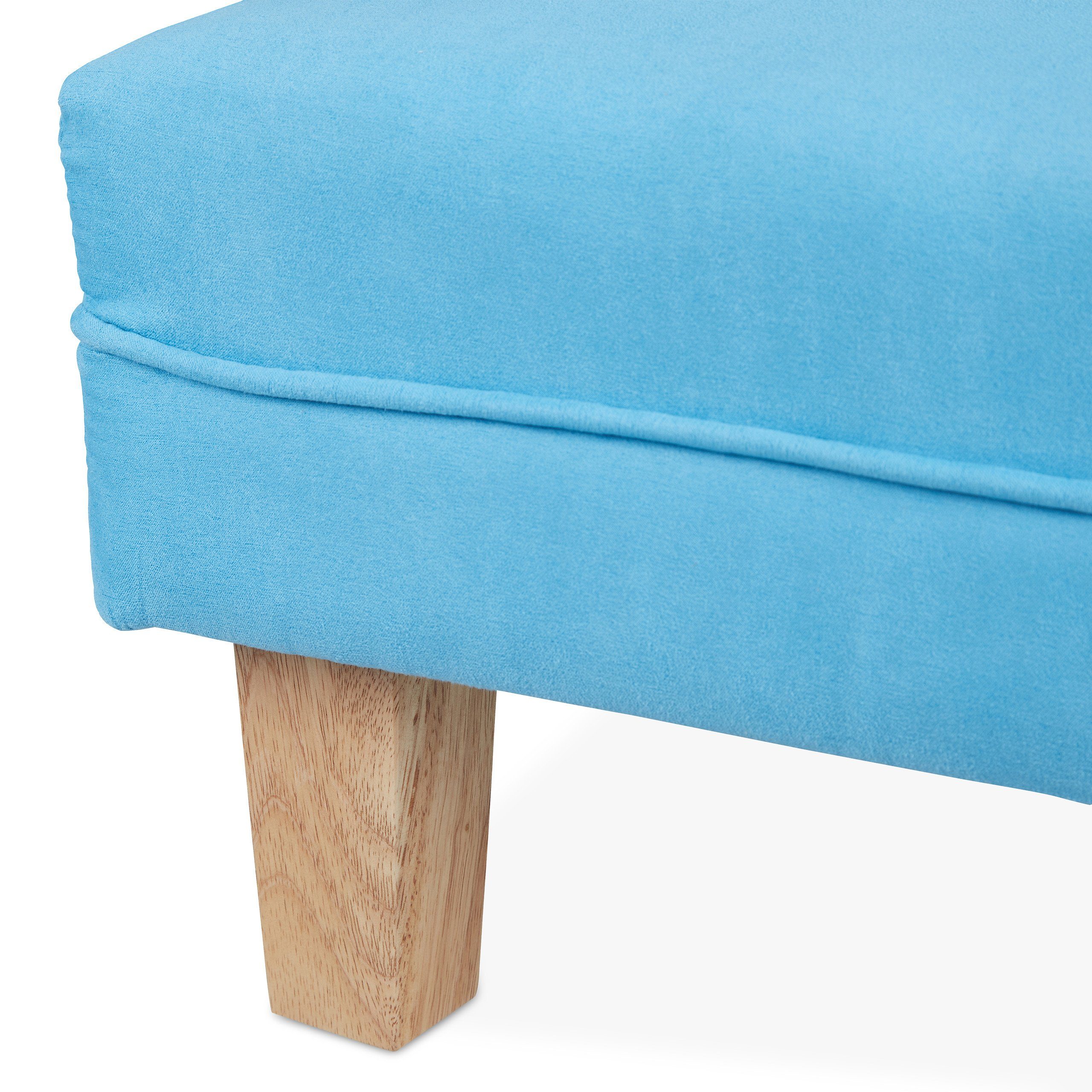 Kindersessel mit relaxdays Holzfüßen, Sessel Hellblau Hellbraun Blau