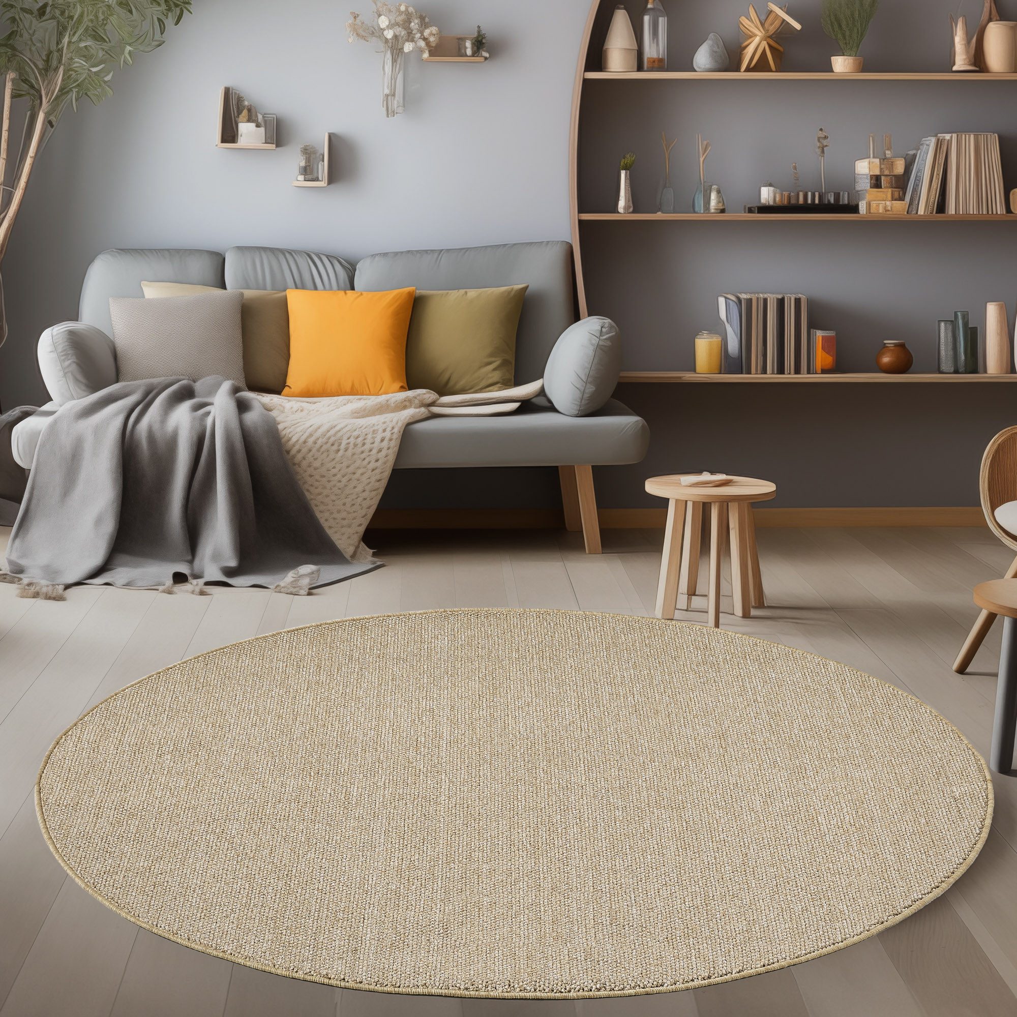 Carpettex Schlingenteppich Unicolor, Rund, Höhe: 7 mm, Schlingenteppich Sch günstig online kaufen