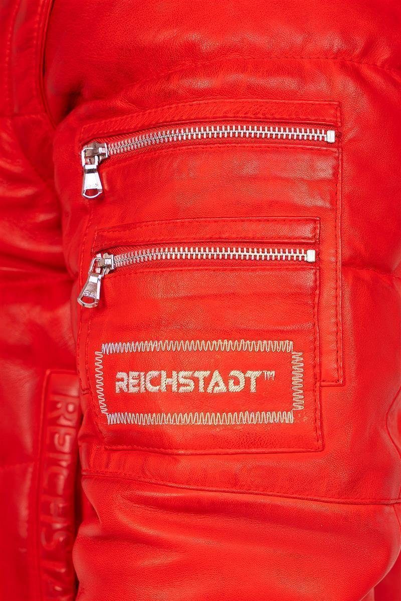 Reichstadt Kapuze Echtleder Herren rot Bomberjacke Ärmeln 22RS32LUX und (1-St) Jacke mit abnehmbaren