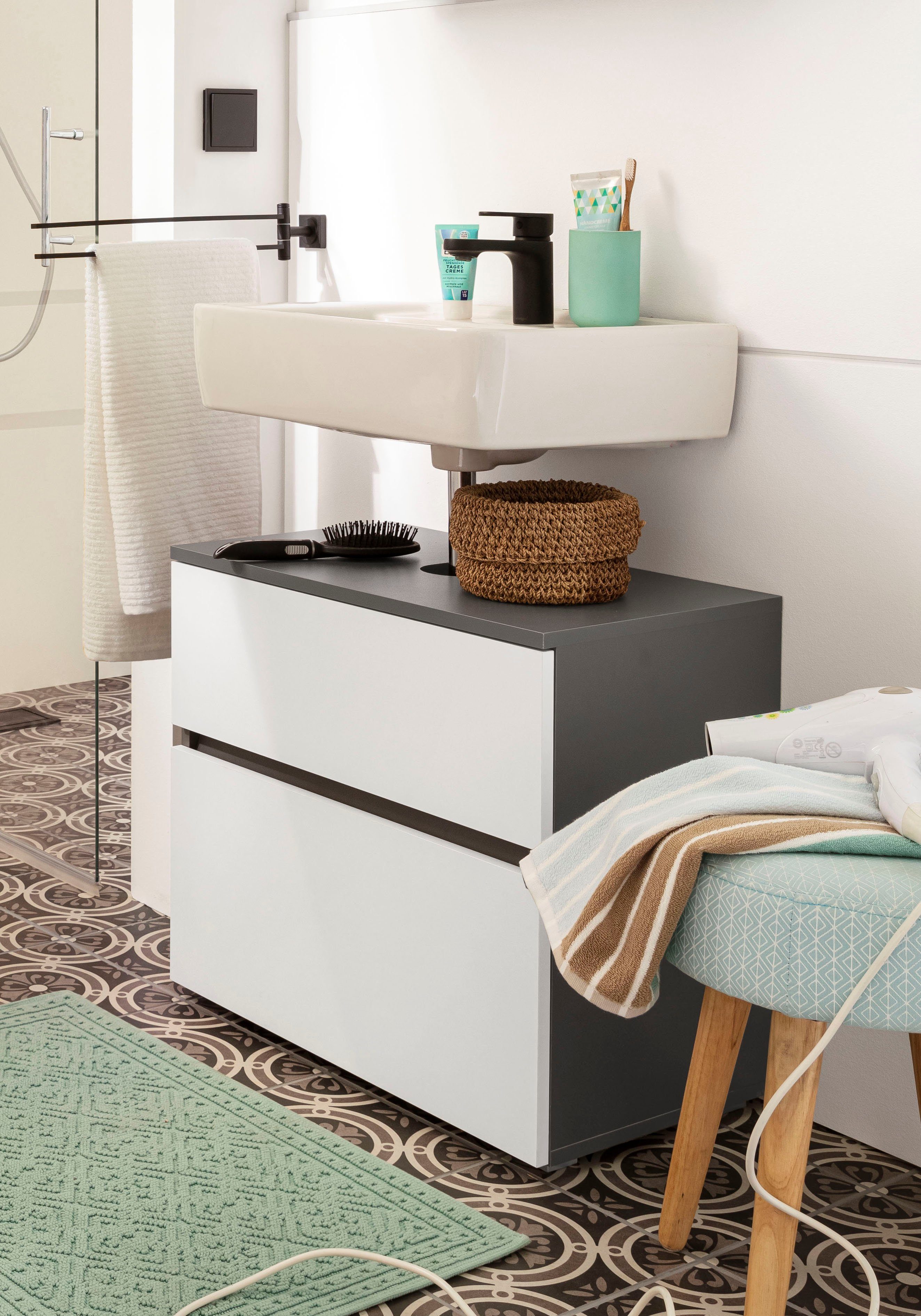 Home affaire Waschbeckenunterschrank Wisla Siphonausschnitt, Push-to-open-F günstig online kaufen