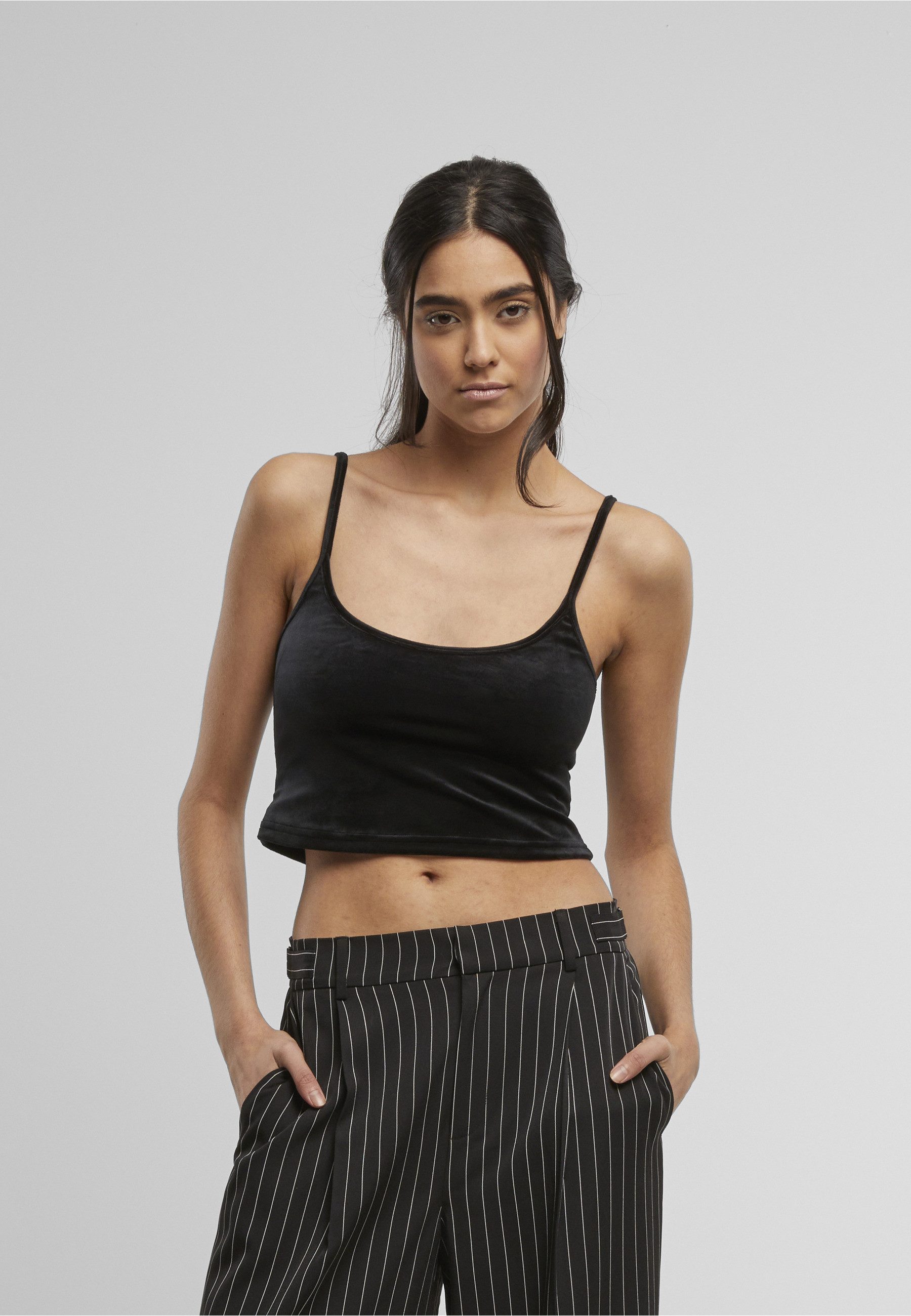 URBAN CLASSICS Muskelshirt Urban Classics Ladies Short Velvet Top (1-tlg)