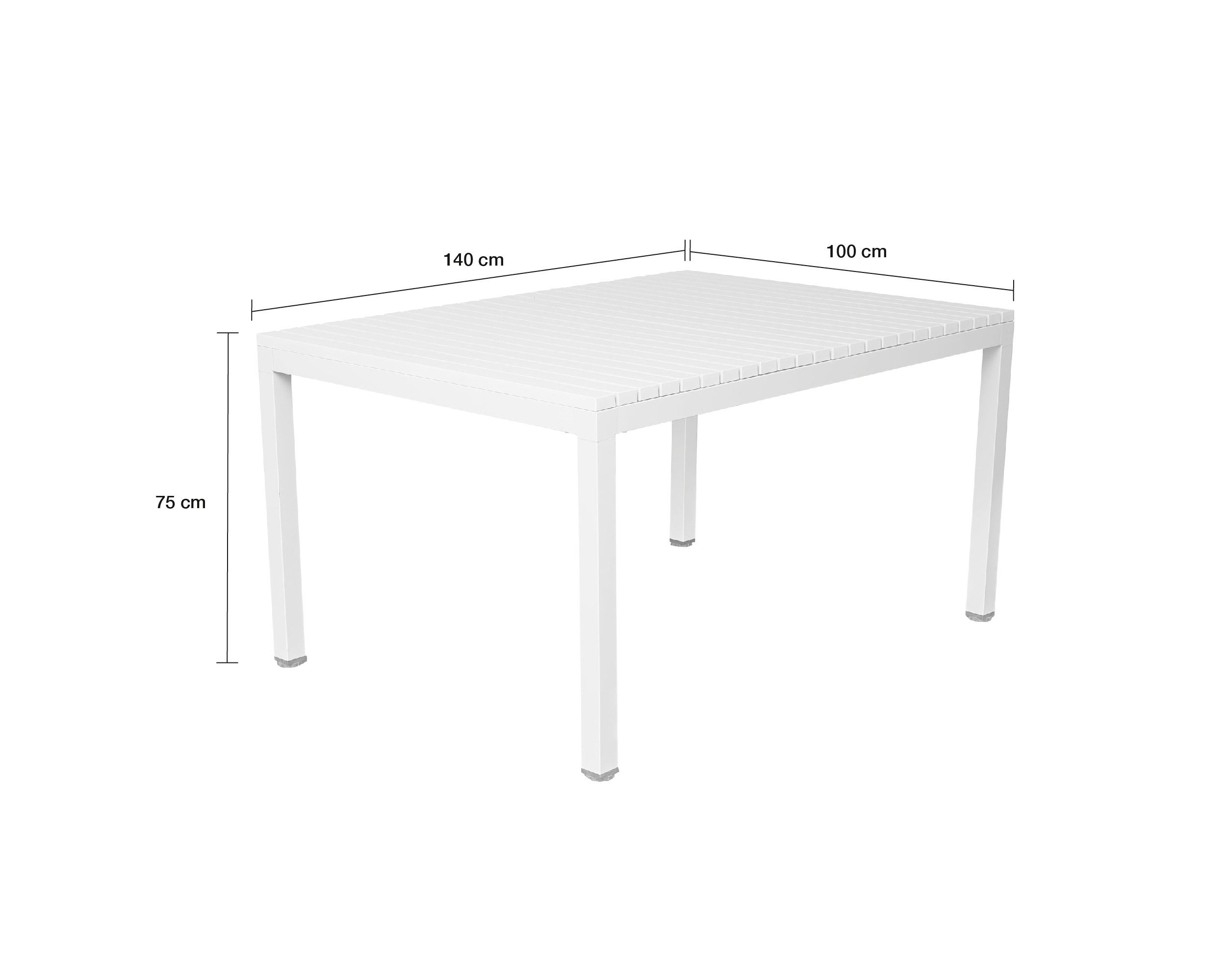 LC Garden Gartentisch Vona Gartentisch Weiß 140x100cm Esstisch Kunststoff