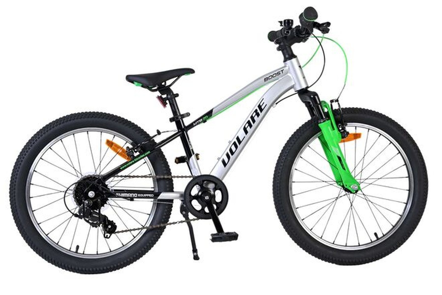 Volare Kinderfahrrad Boost 20 Zoll Silber/Grün mit Shimano 7-Gang und V-Bremsen, Sportliches Jungenfahrrad, komfortables Kinderfahrrad, Luftreifen