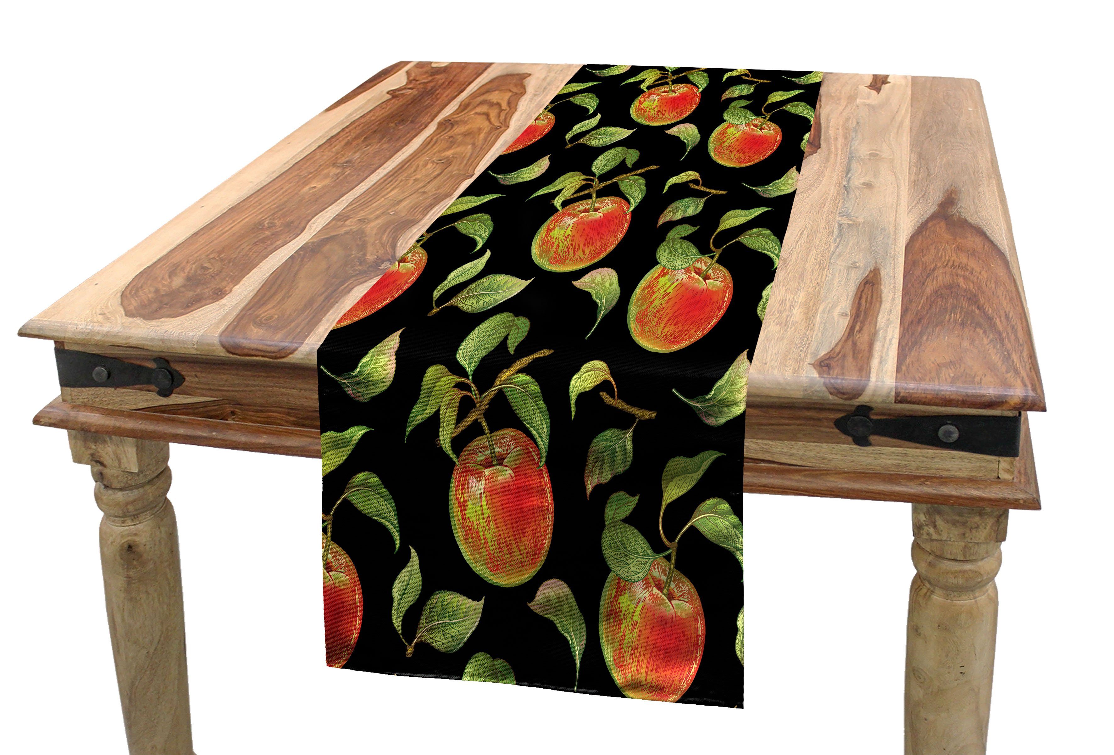 Abakuhaus Tischläufer Esszimmer Küche Rechteckiger Dekorativer Tischläufer, Apfel Hand gezeichnete Baum-Zweig