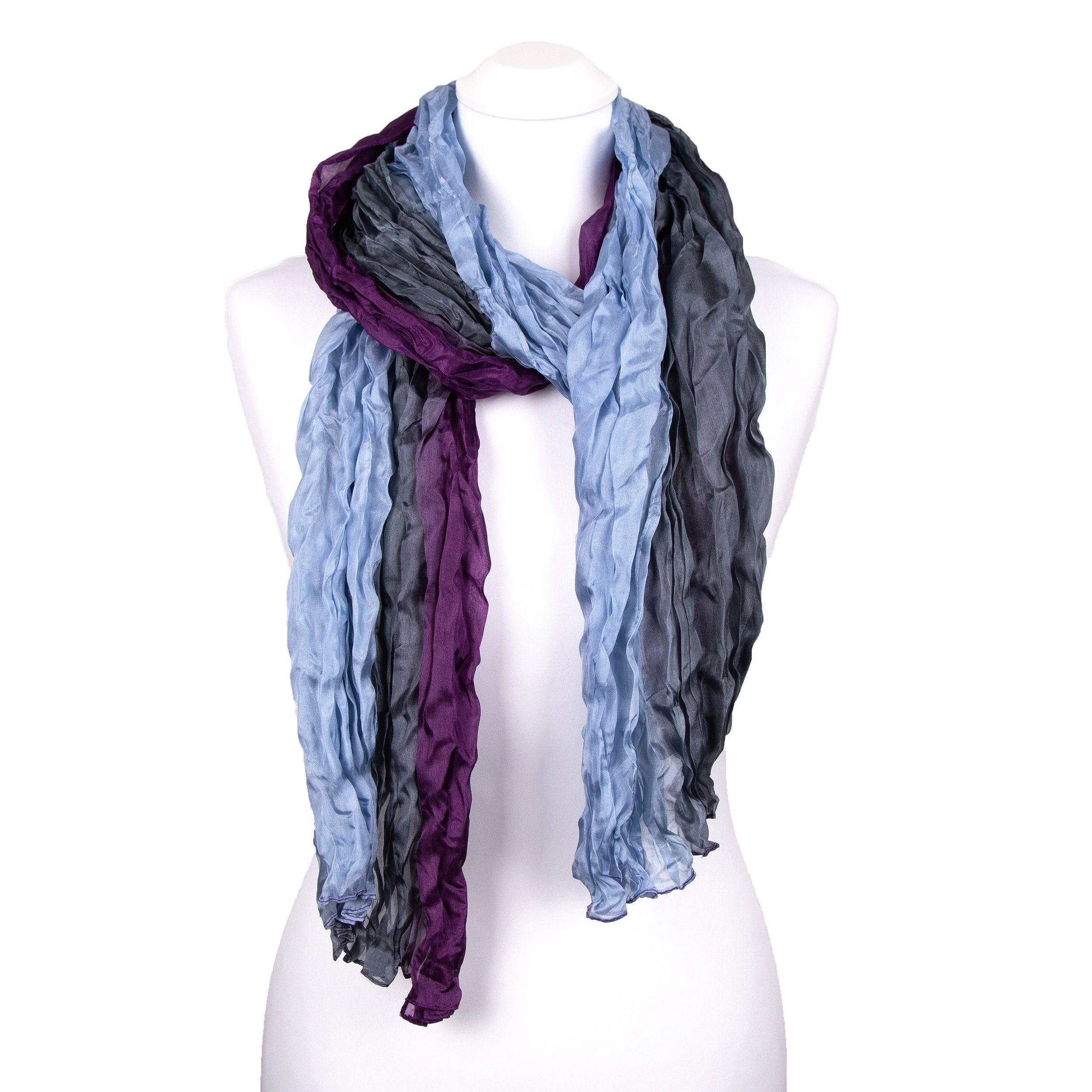 Silkroad Seidenschal Knitterschal Halstuch Schal XXL Farbverlauf grau-brombeere