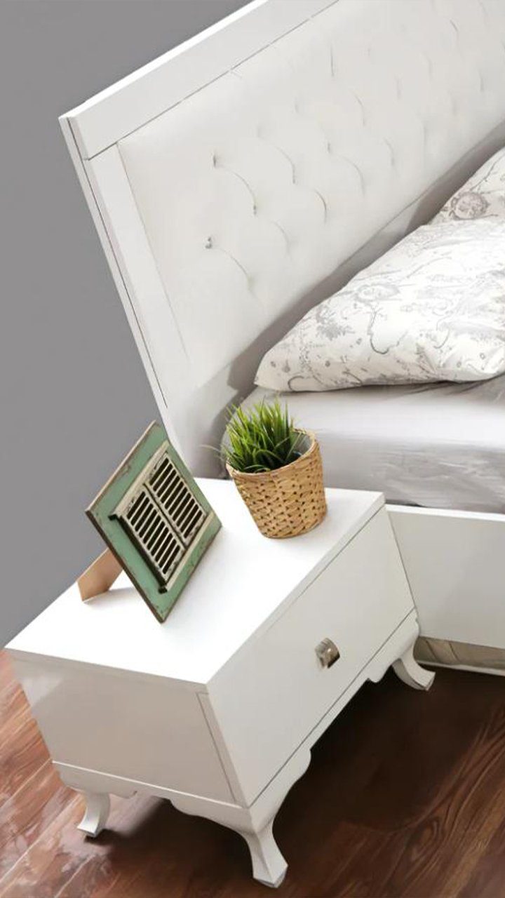 Kleiderschrank, Europe Schlafzimmer-Set Bett Set JVmoebel + 2x In Modernes Schlafzimmer Nachttische Weißes Made