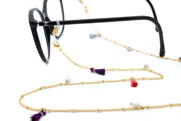 GERNEO Brillenkette GERNEO® - Fiji - Premium Brillenkette & Brillenband Perlen & Fähnchen, Versiegelung aus 18 Karat Gold oder 925er Silber - Pastelltöne