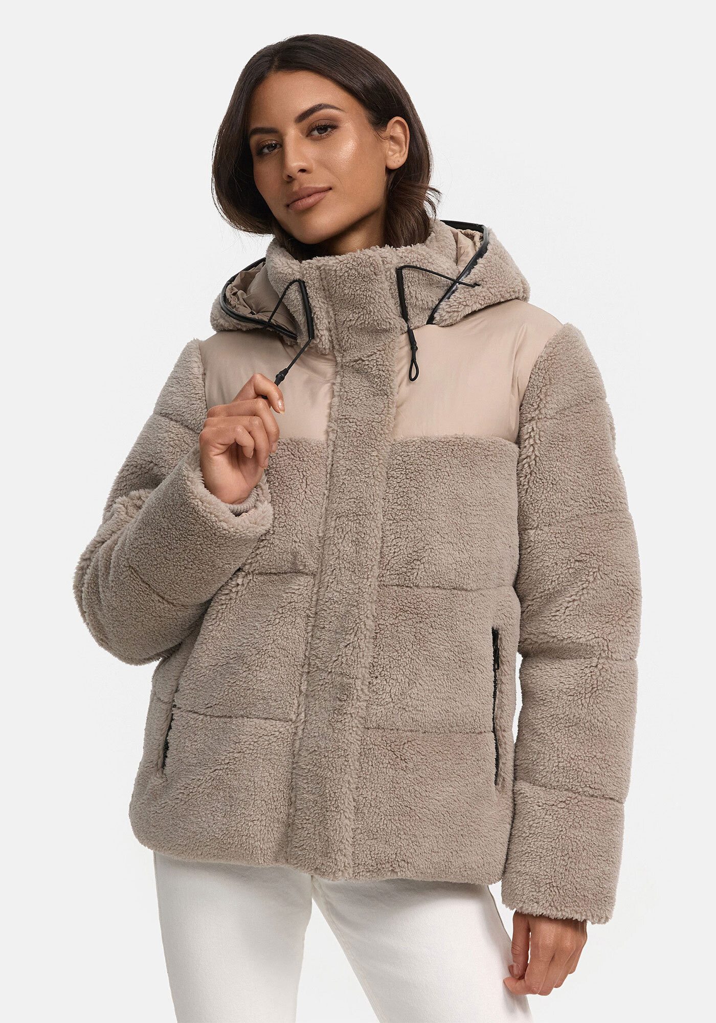 Marikoo Winterjacke Kaguraa warme Teddyfell Sherpa Jacke