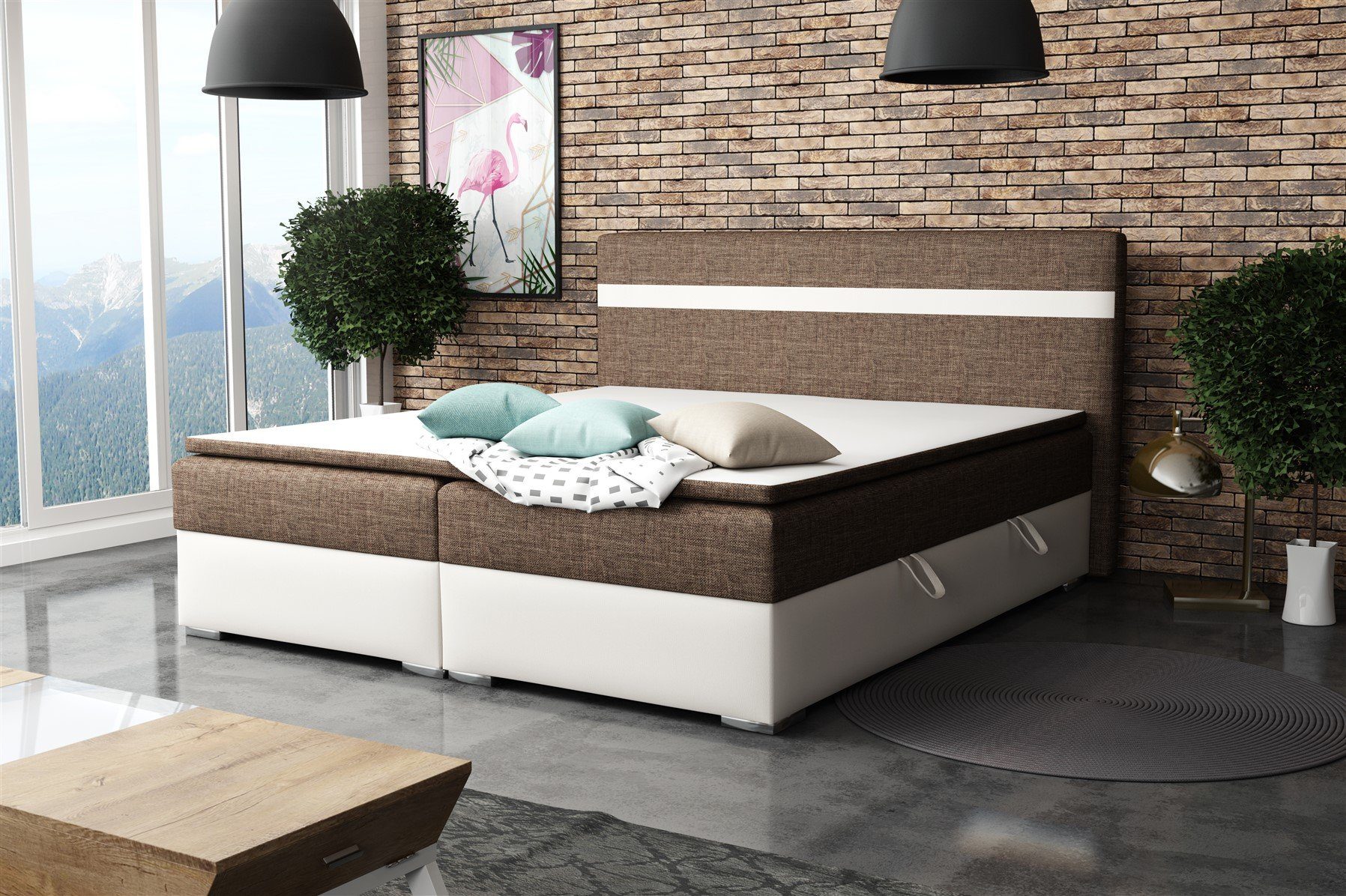 Fun Möbel Boxbett Schlafzimmerbett DAWID in Stoff/Kunstleder (inkl. Bettkästen, inkl. Kaltschaumtopper), eingebautes Liftsystem für Bettkästen