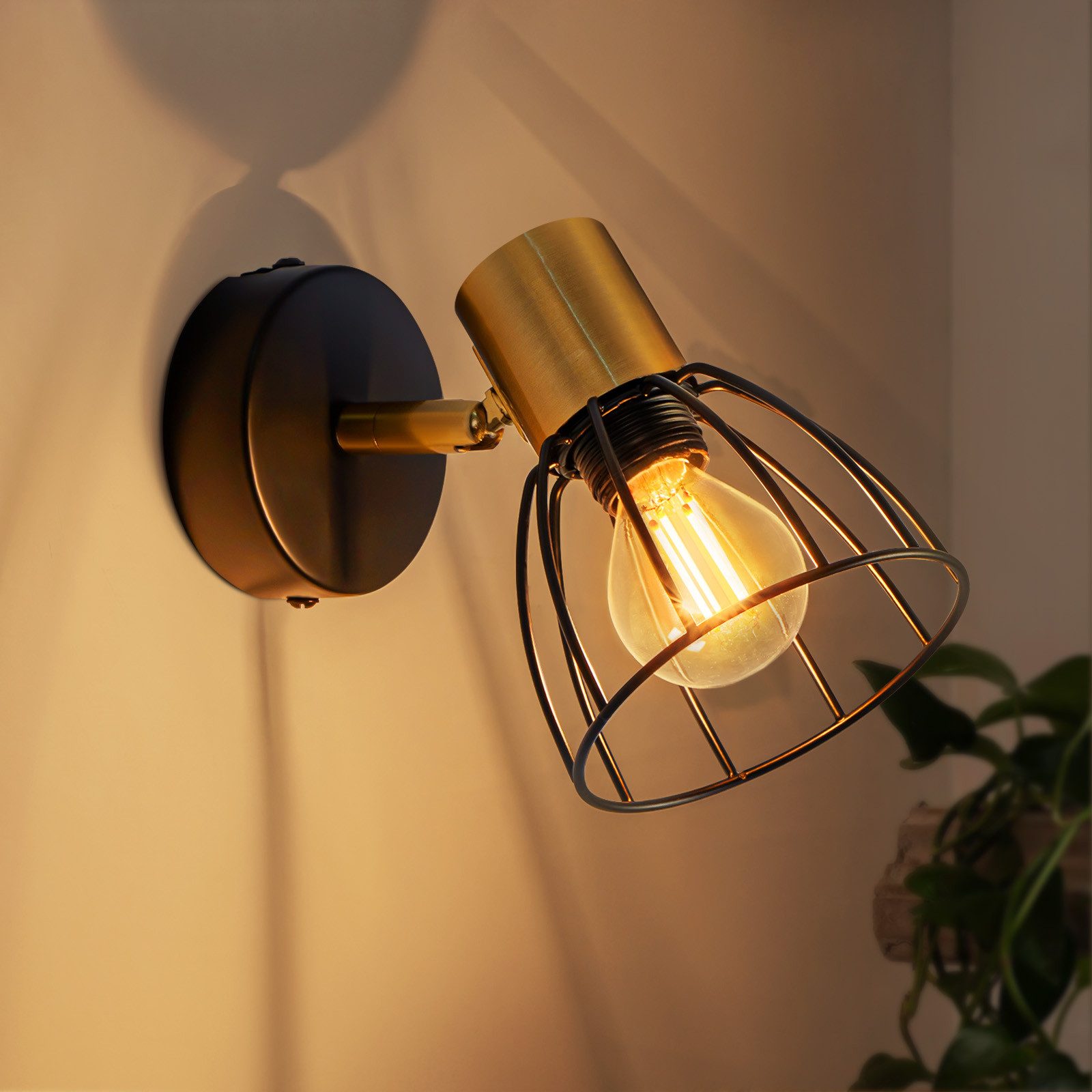 Nettlife Wandleuchte Vintage Metall Schwarz 1/2/3 Flammig E14 Schwenkbarer 350°, ohne Leuchtmittel, für Wohnzimmer im Industrial-Stil Schlafzimmer Loft-Studios Flure