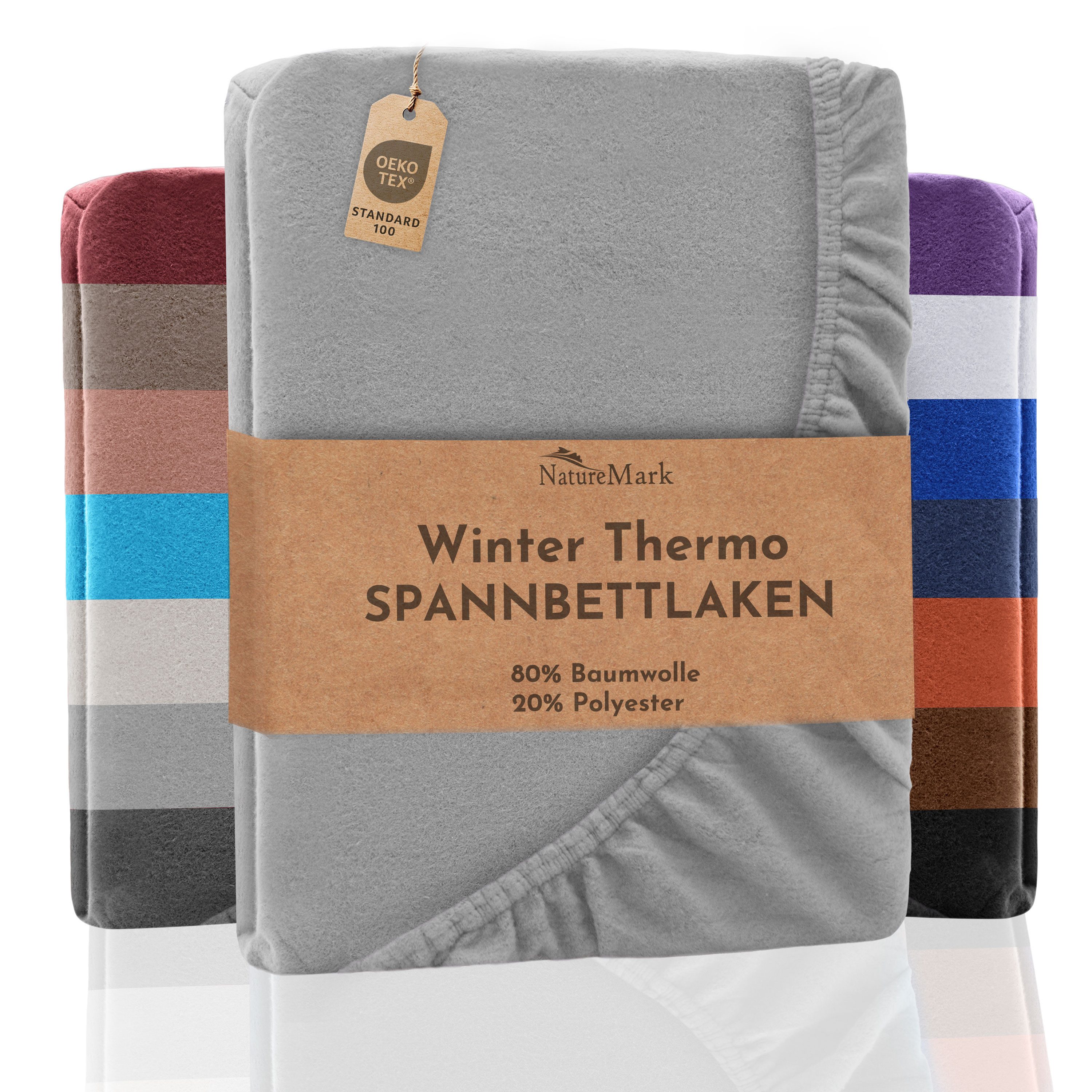 NatureMark Spannbettlaken Winter Thermo Fleece Spannbettlaken, 80% Baumwoll günstig online kaufen