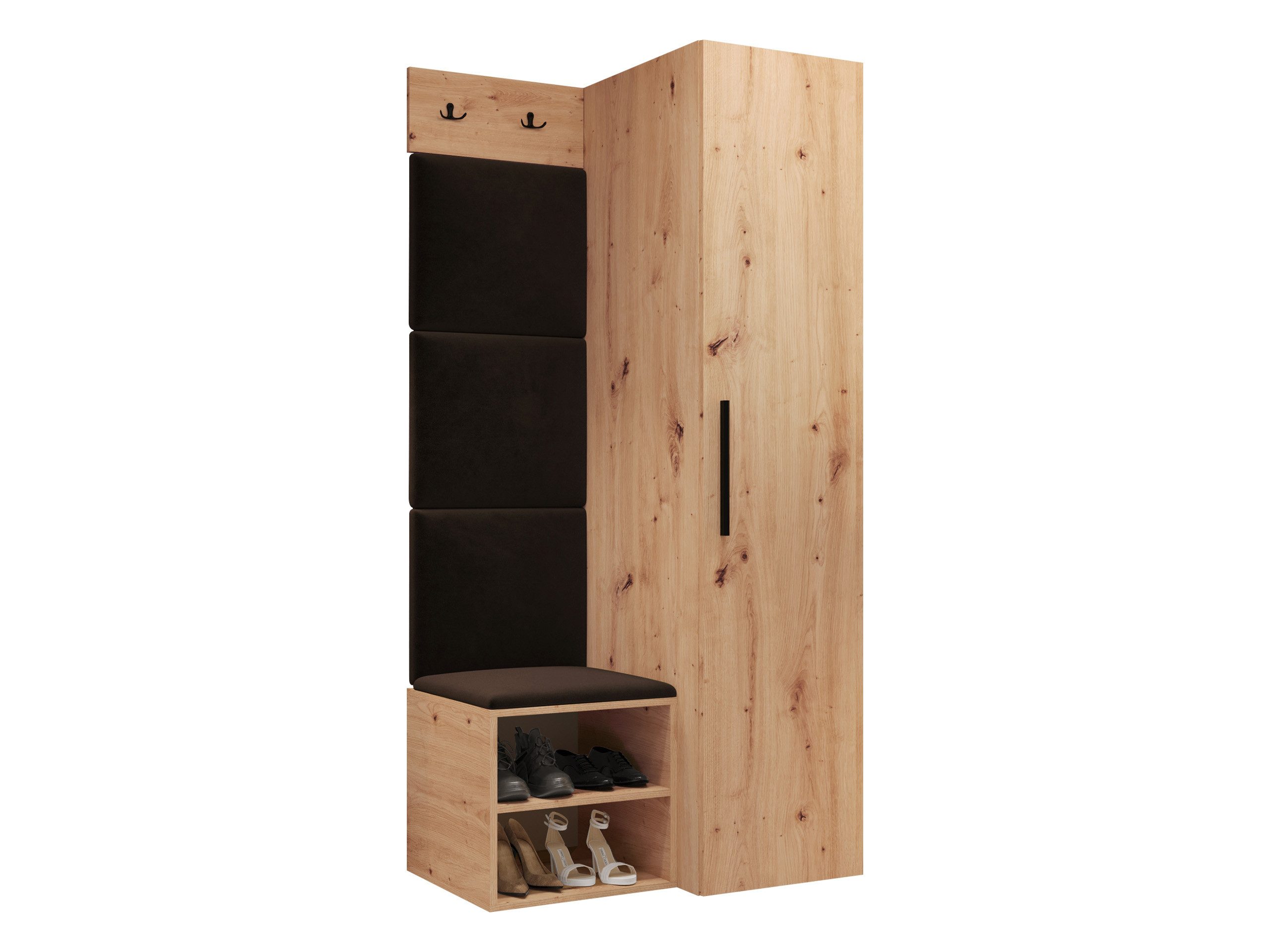 MIRJAN24 Garderoben-Set Medi III, (Drehtürenschrank, Schuhschrank, 4x Paneel 42x42), 2 Kleiderhaken für Kleidung
