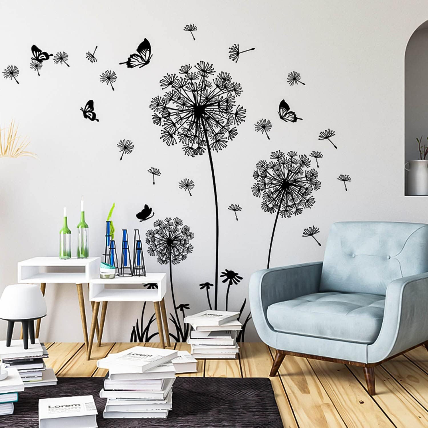 Blusmart Wandtattoo Wandaufkleber Löwenzahn schwarz (Selbstklebend, Botanis günstig online kaufen