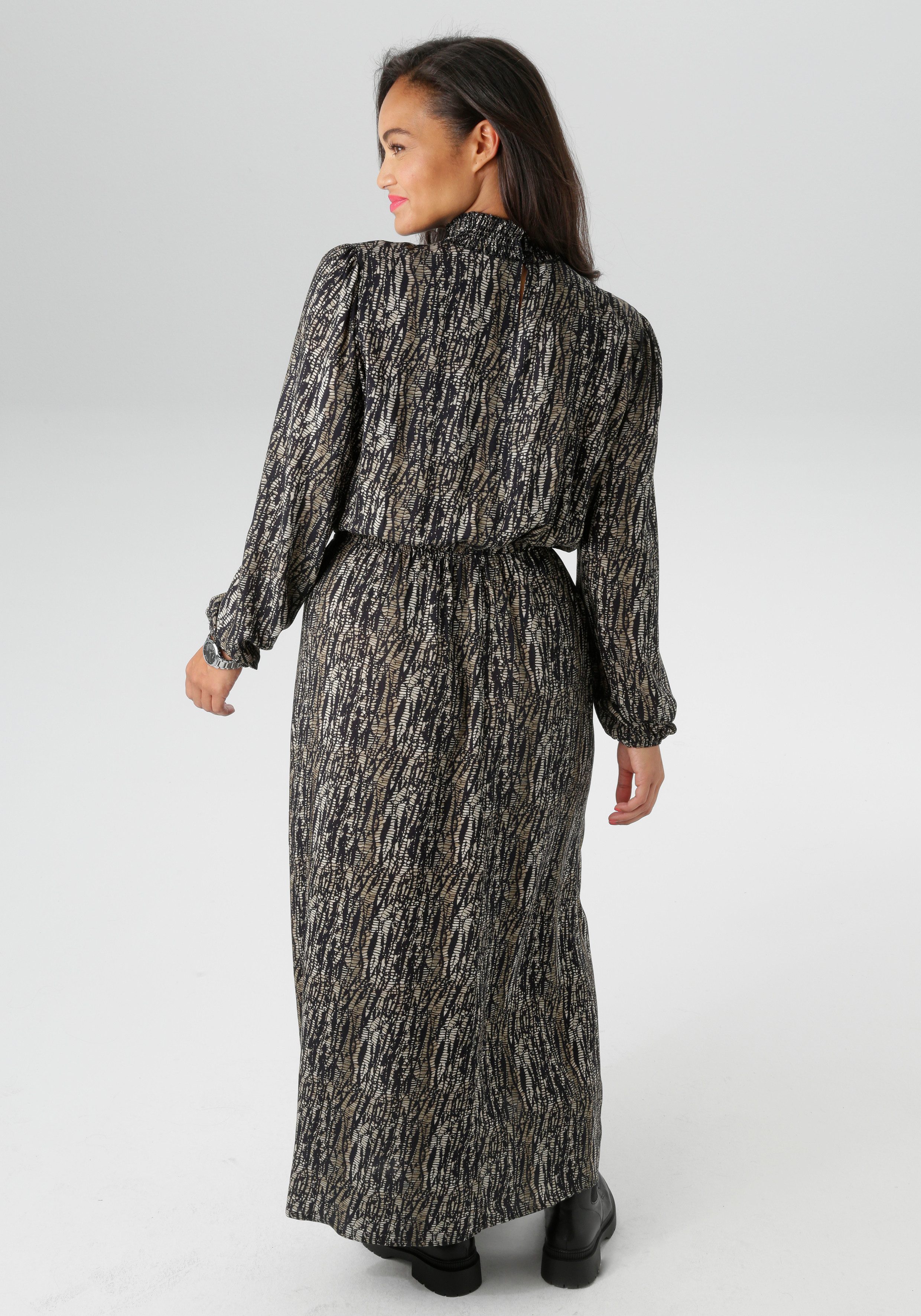 Aniston PLUS Druckkleid mit gesmoktem Stehtkragen günstig online kaufen