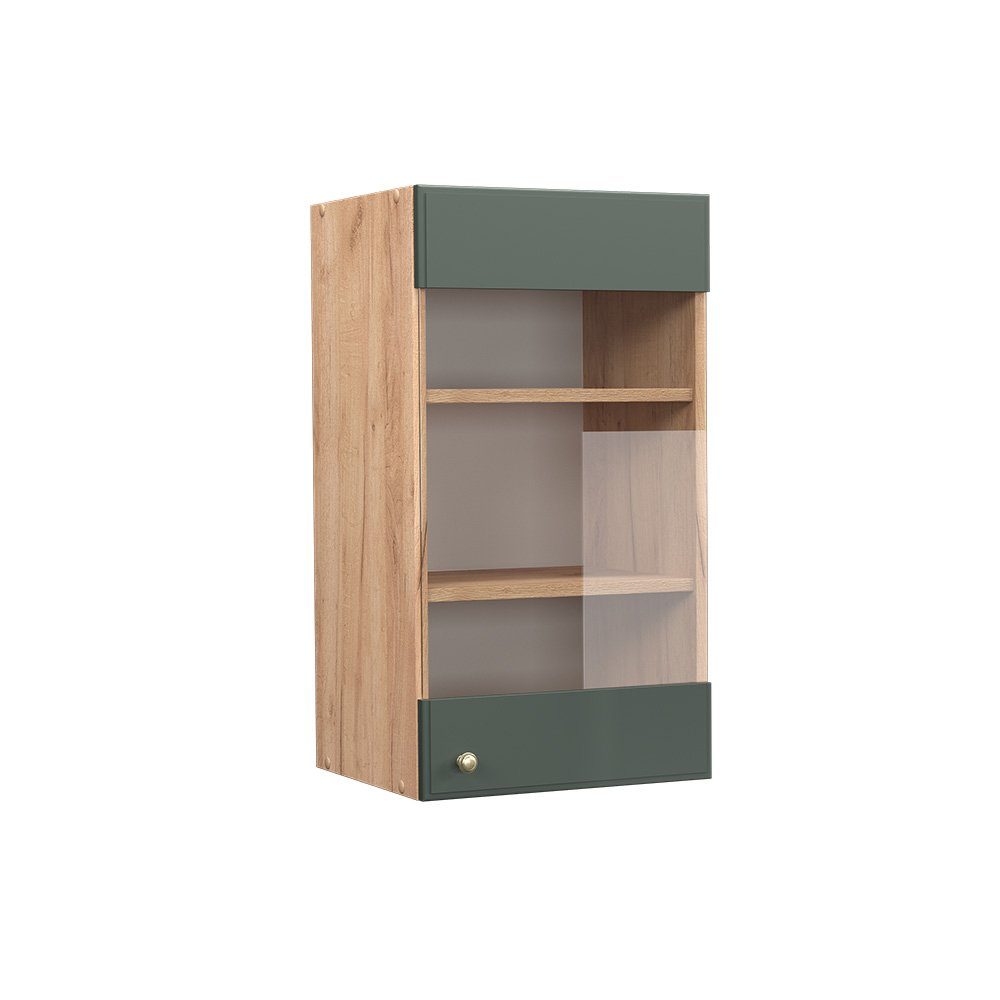 Vicco Glashängeschrank Fame-Line, Grün-Gold Landhaus/Goldkraft Eiche, günstig online kaufen