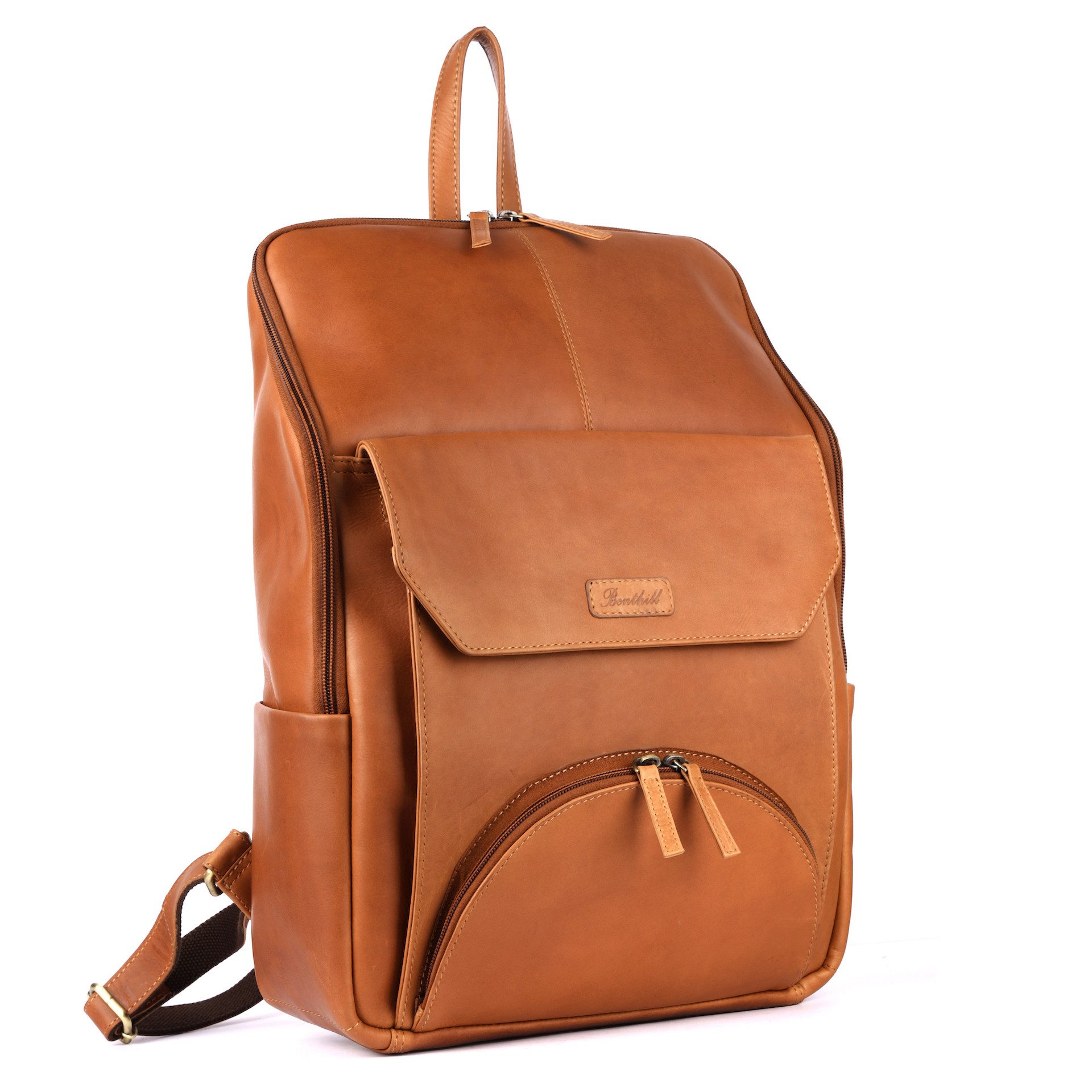 Benthill Rucksack Rucksack Echt Leder Damen Herren Lederrucksack Daypack Backpack, Reißverschlussfach