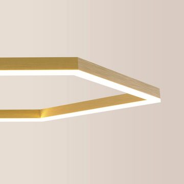 s.luce Deckenleuchte LED Deckenlampe Hexa flach modern eckig Gold, Warmweiß