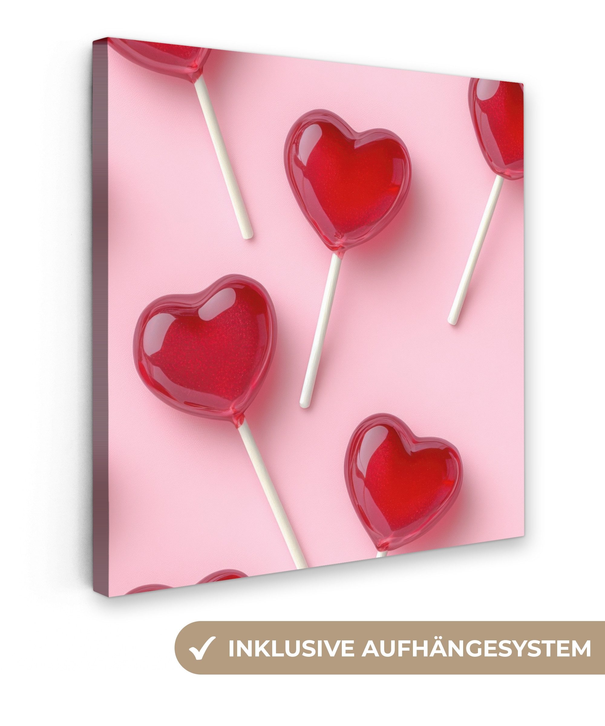 OneMillionCanvasses® Leinwandbild Lutscher - Herzen - Rosa, Fotodruck (1 St günstig online kaufen