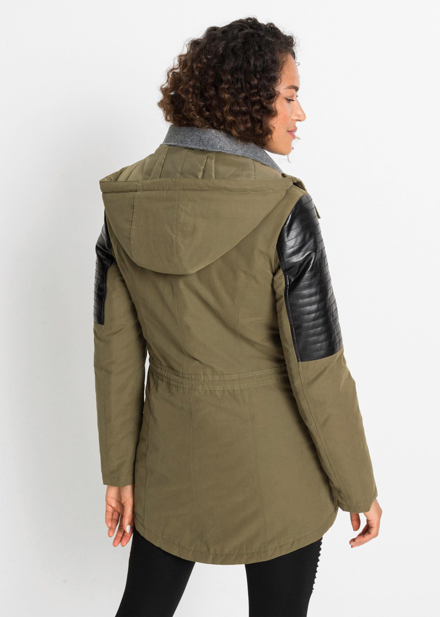 bonprix Parka mit Kapuze, aus Polyester, Baumwolle und Viskose