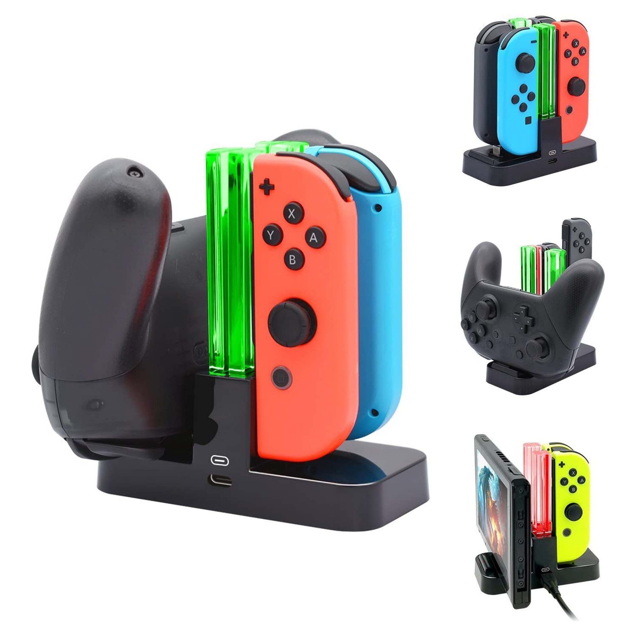 KINSI Ladestation, kompatibel mit Switch Gamepad, PRO Controller Controller-Ladestation (200 mA, 1-tlg., Lädt bis zu vier Switch-Griffe gleichzeitig auf)