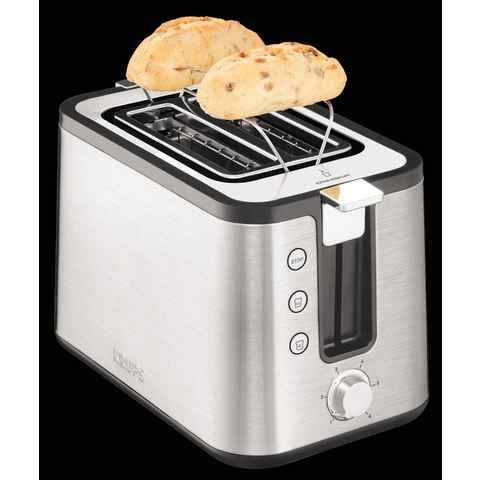 Krups Toaster KH442D Control Line, 2 kurze Schlitze, für 2 Scheiben, 850 W, 6 Stufen, erweiterte Funktionen, Hebefunktion, Krümelschublade