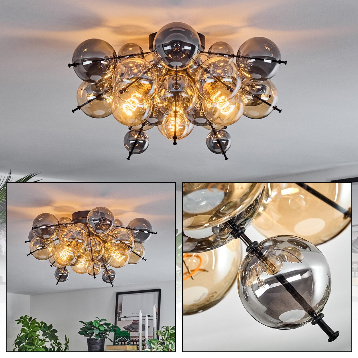 hofstein Deckenleuchte Deckenlampe aus Metall/Glas in günstig online kaufen