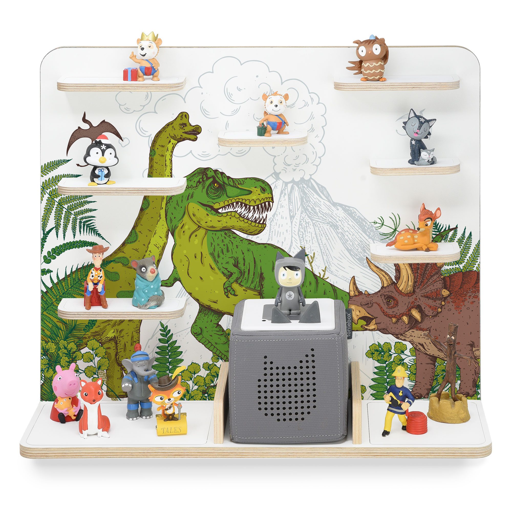 stadtecken Kinderregal geeignet für Toniebox und Tonies, zum Stellen & Hängen, Bunte, verspielte Aufbewahrung für 50 Figuren, ideal fürs Kinderzimmer