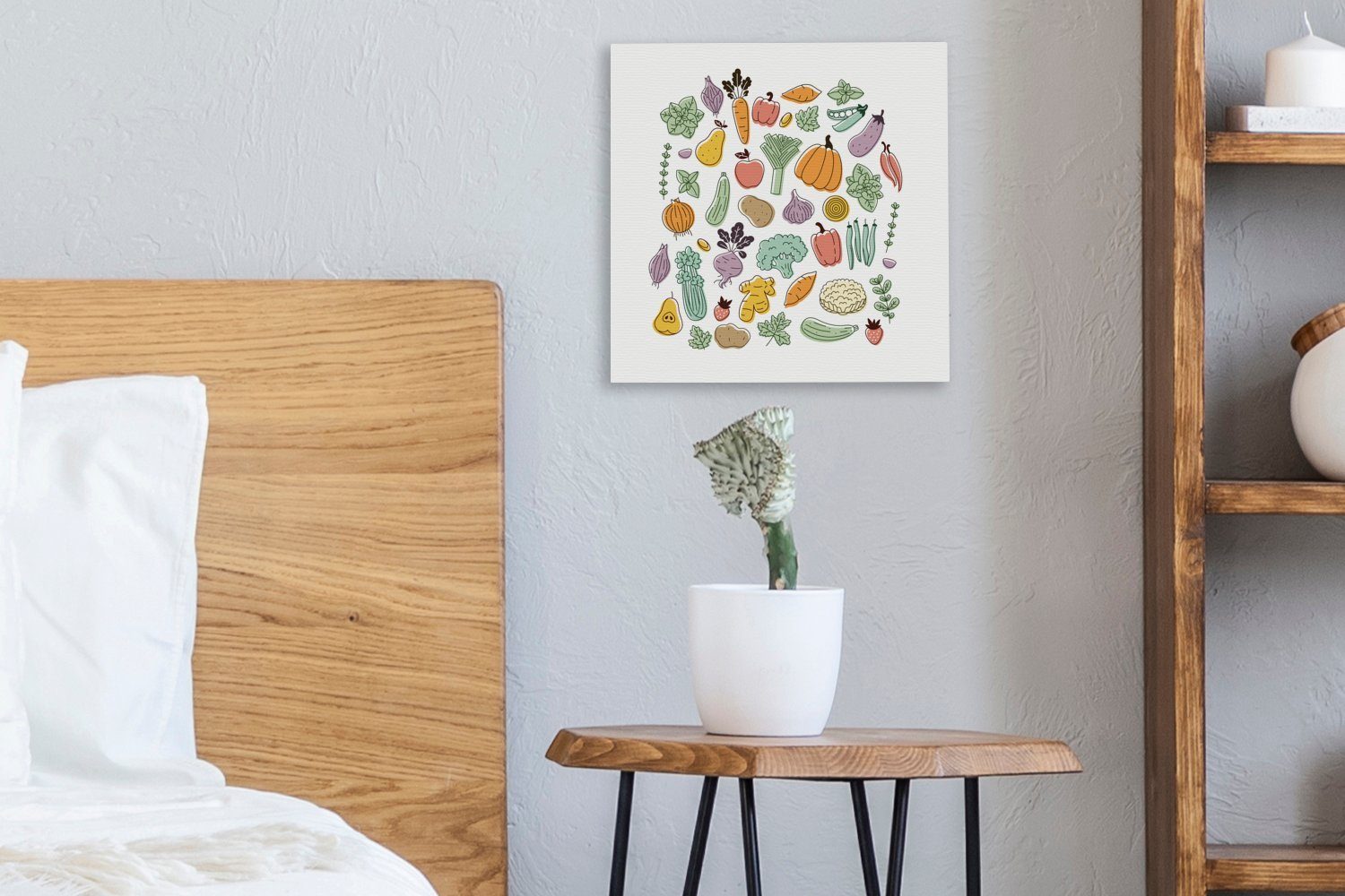 (1 Wohnzimmer - Obst Minimalismus, Leinwand Bilder für Gemüse OneMillionCanvasses® - Schlafzimmer St), Leinwandbild