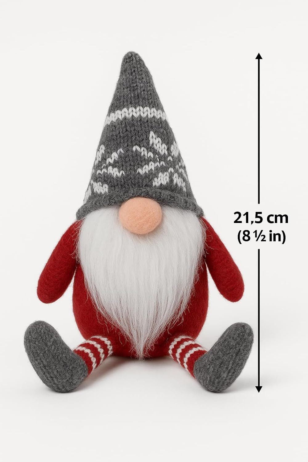 hausleben Wichtel Figuren Set – 21,5 cm (2 St), mit Schlenkerbeinen – Stofffiguren rot & grau mit Bart