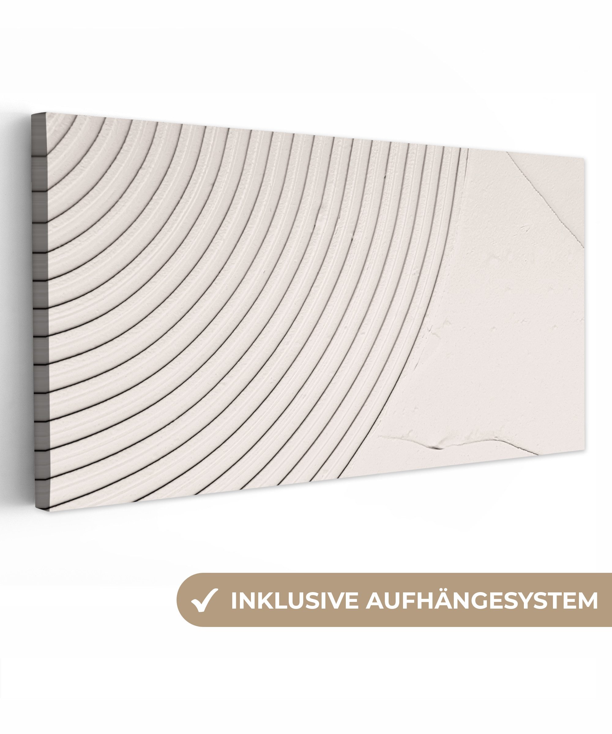 OneMillionCanvasses® Leinwandbild Panorama Kunst - Weiß - Linien - Abstrakt günstig online kaufen