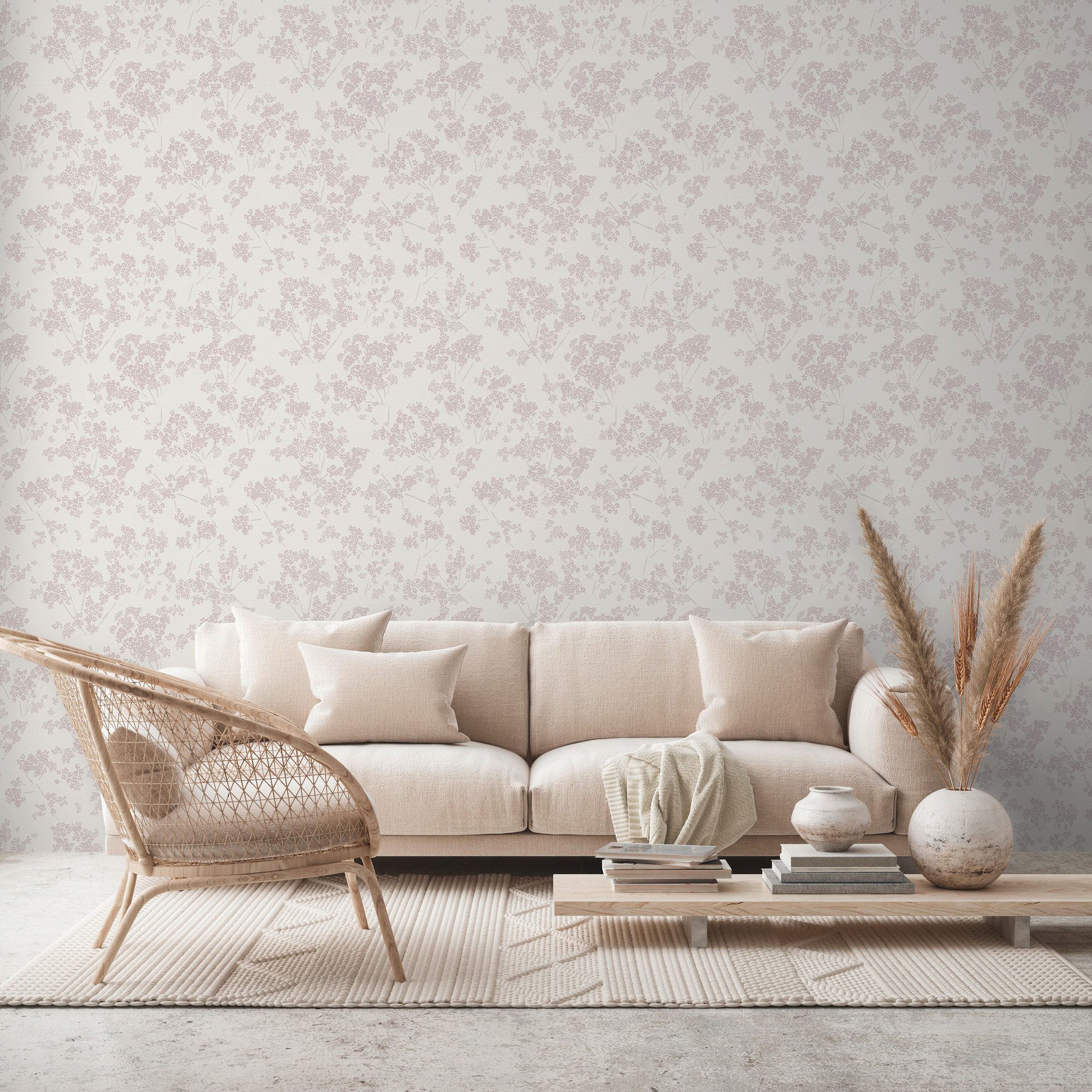Bricoflor Tapete Kirschblüten Rosa Weiß Moderne Blumentapete mit Perlmutt E günstig online kaufen