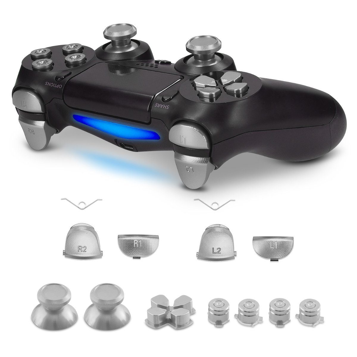 kwmobile Controller Caps, Ersatztasten für Playstation 4 Pro / PS4 Slim  Controller (2. Gen) - mit Schultertasten - Aluminium Ersatz Tasten