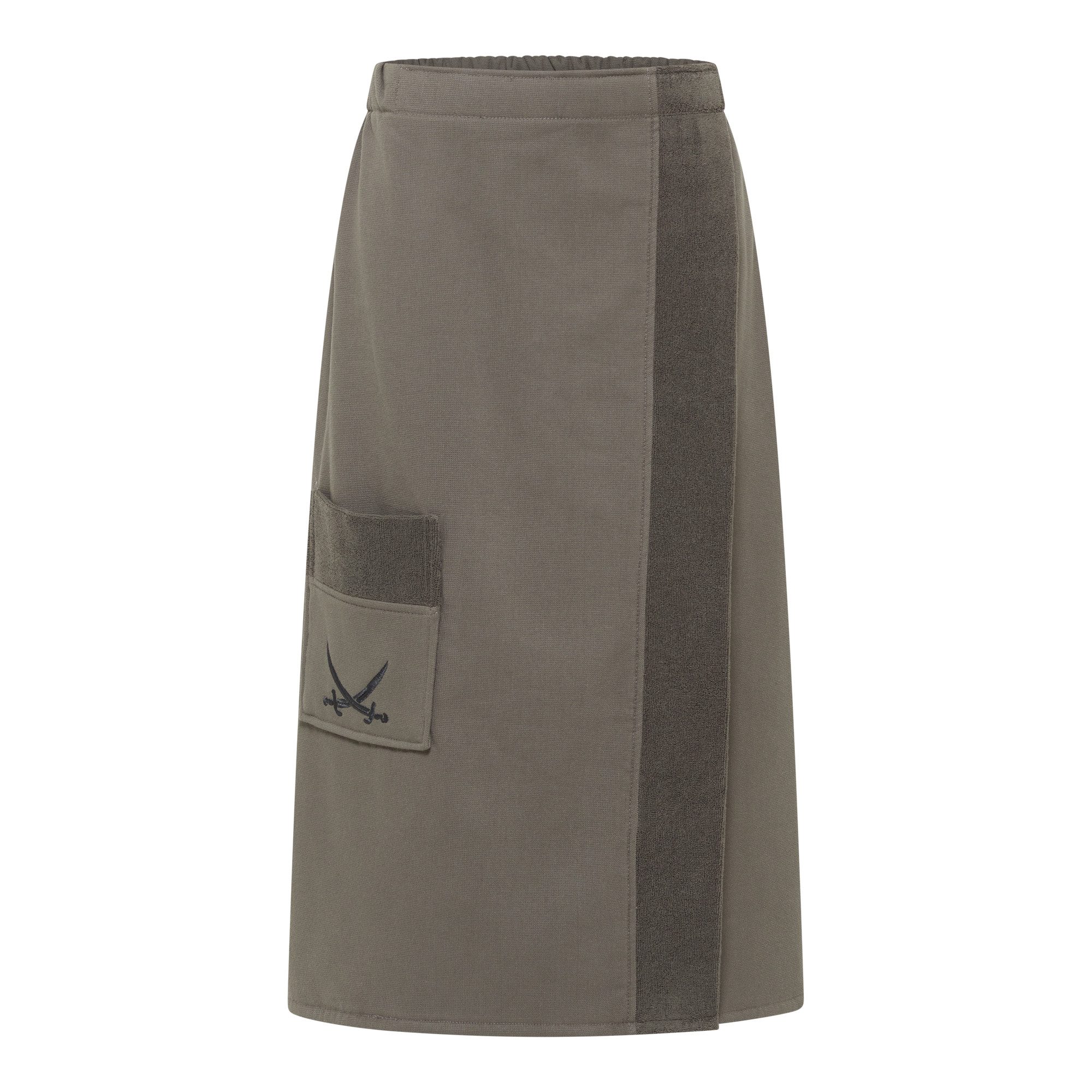 Sansibar Sylt Sarong Sansibar Damen Sarong mit Tasche und gesticktem Säbel S-XL, 80x145 cm, Baumwolle, Gummizug am Rücken, Klettverschluss, Klettverschluss, stufenlos einstellbar