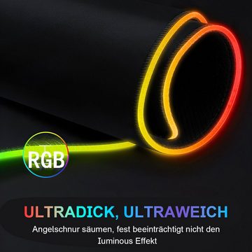 DOPWii Gaming Mauspad RGB-Mauspad mit 14 Beleuchtungsmodi, Wasserdicht und Rutschfest, Schwarz