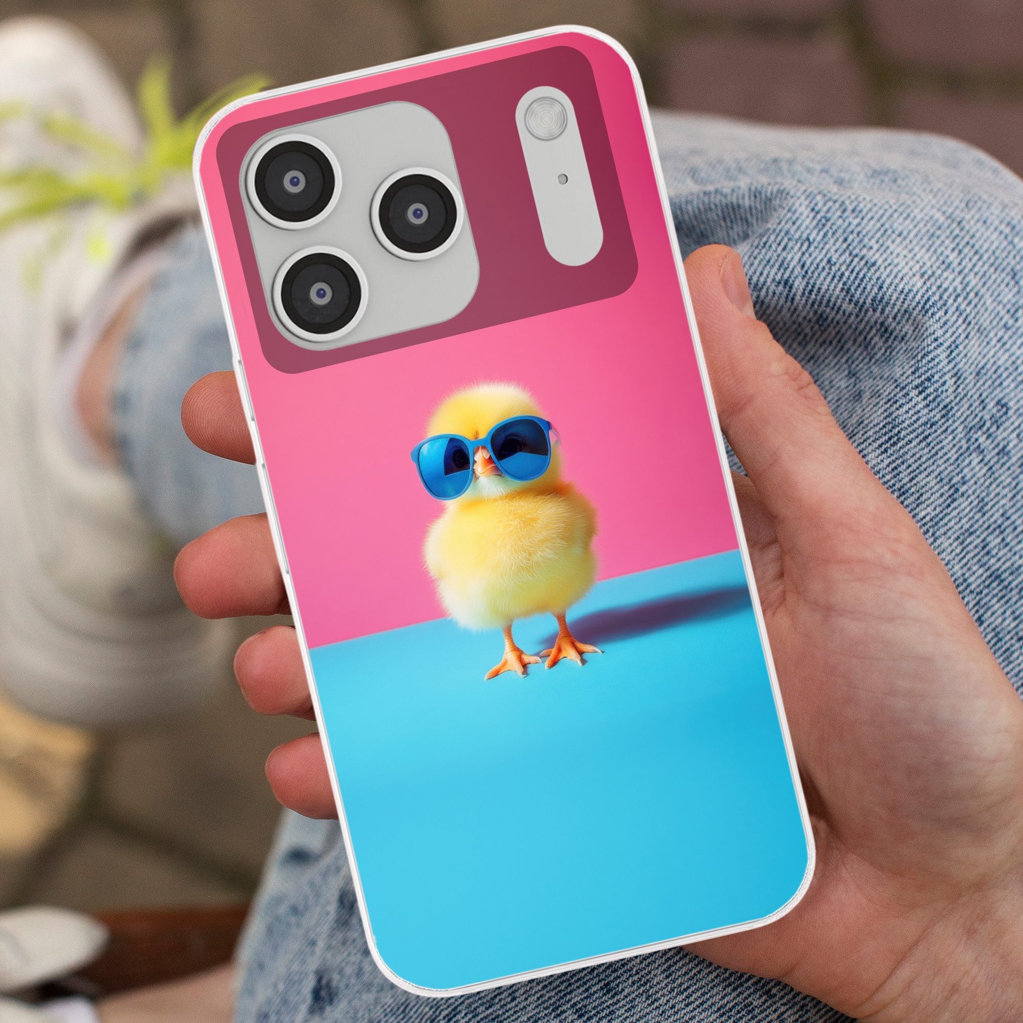 MuchoWow Handyhülle für Apple iPhone 17 Pro Chick - Sonnenbrille - Blau, Smartphone-Bumper, Print, Handy Schutzhülle Dünn
