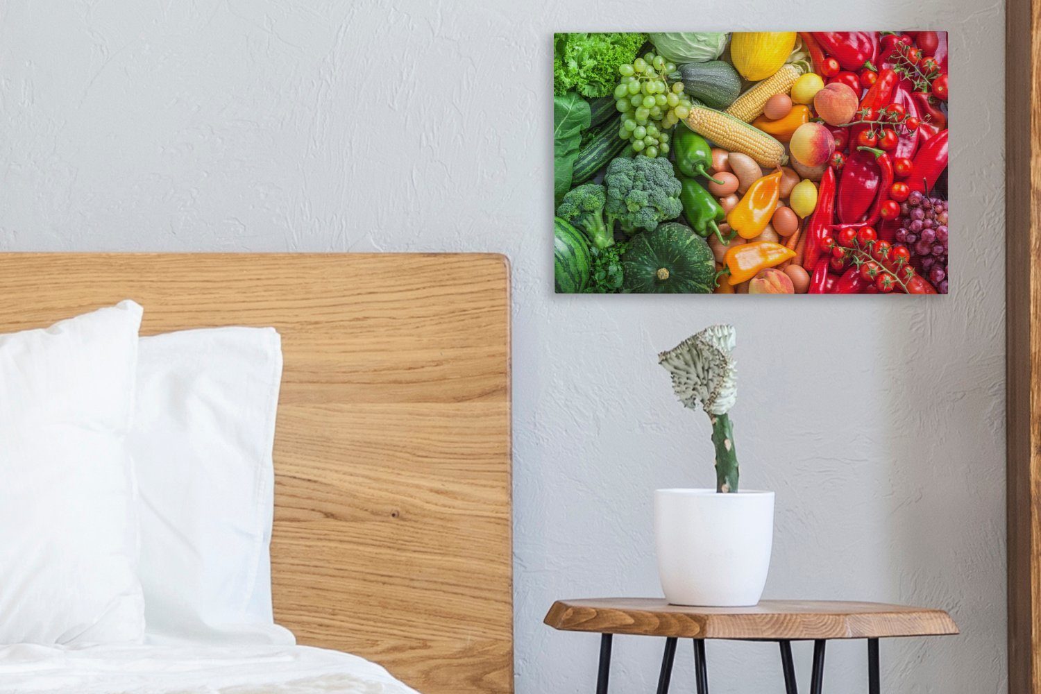 Obst Wanddeko, (1 Leinwandbilder, cm - - Wandbild 30x20 Regenbogen, Gemüse Aufhängefertig, Leinwandbild St), OneMillionCanvasses®
