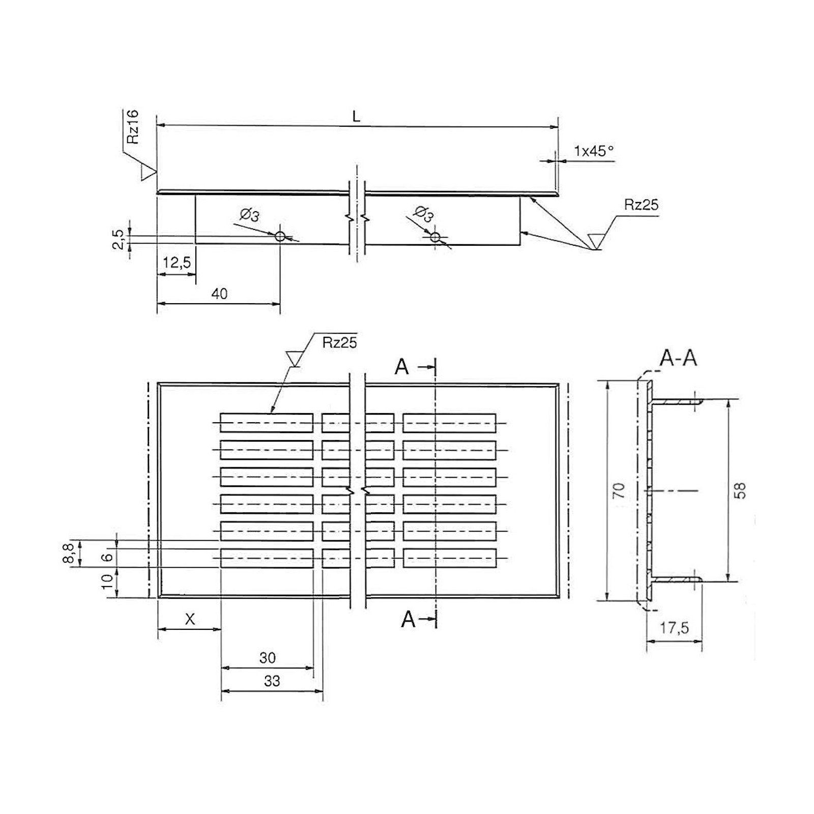 SO-TECH® Lüftungsgitter Lüftungsgitter Lochung eckig / Edelstahloptik / 250 günstig online kaufen