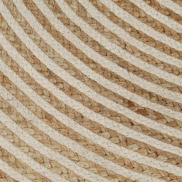 Teppich Handgefertigt Jute mit Spiralen-Design Weiß 150 cm, furnicato, Runde