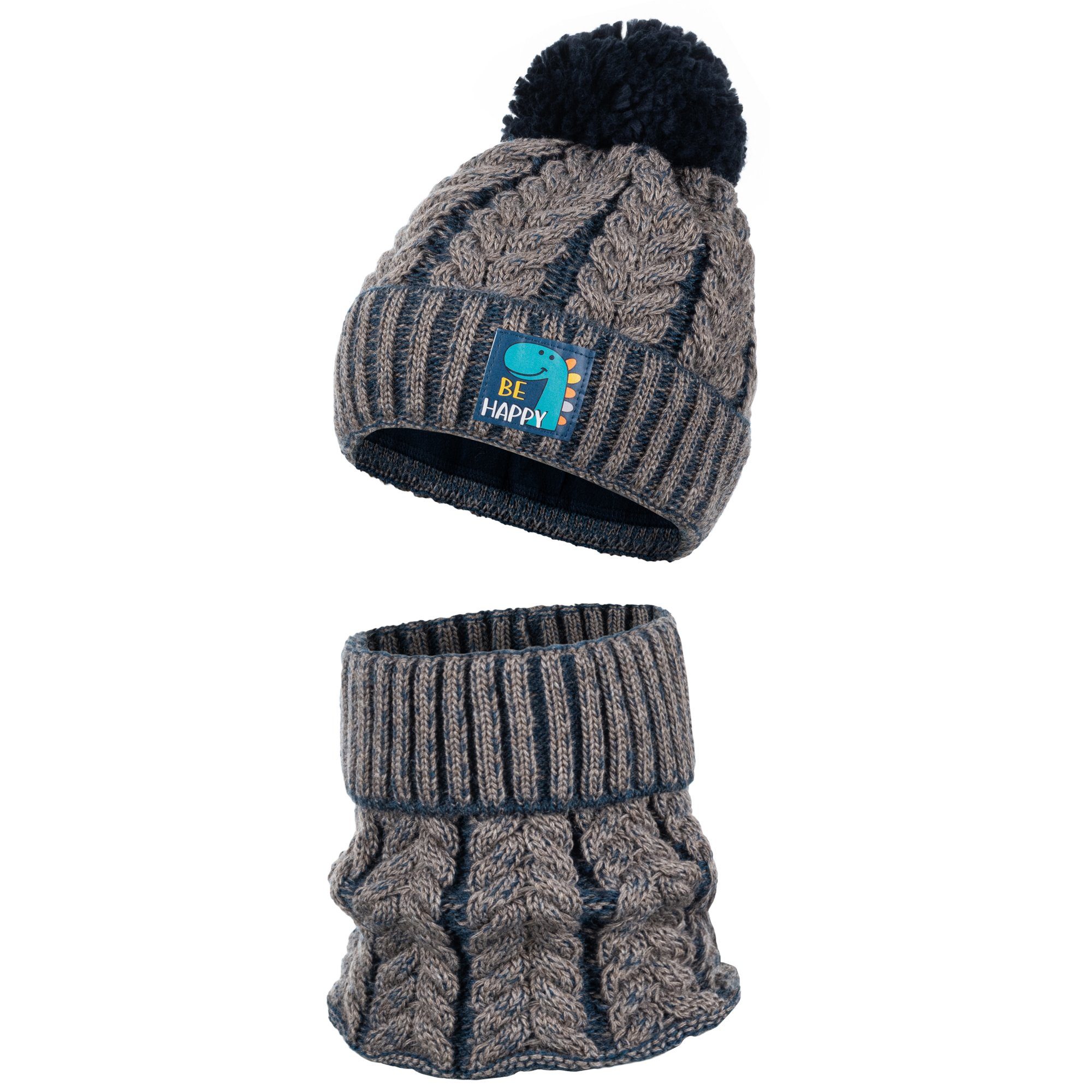 Mütze & Schal Wintermütze Strickmütze Strickschal Bommelmüte